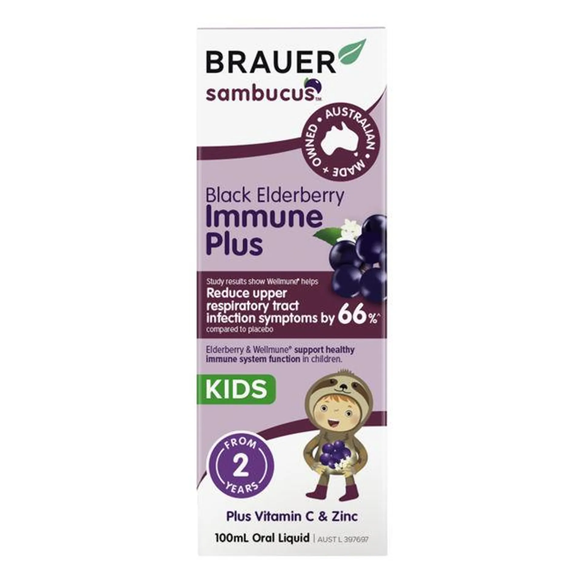 Brauer Black Elder Immune Plus For Kids 100ml