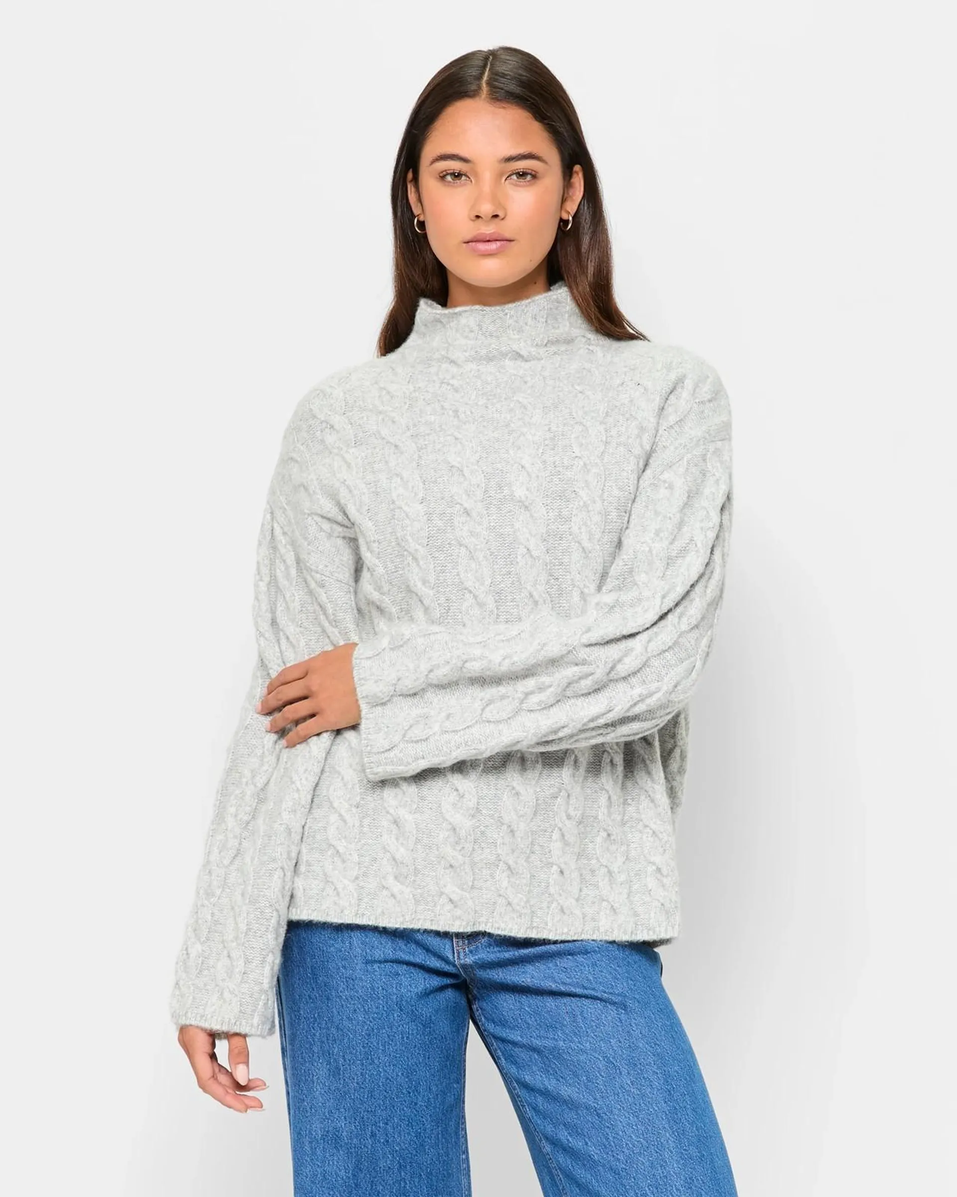 Cable Knit Jumper - Lily Loves - Grey Marle