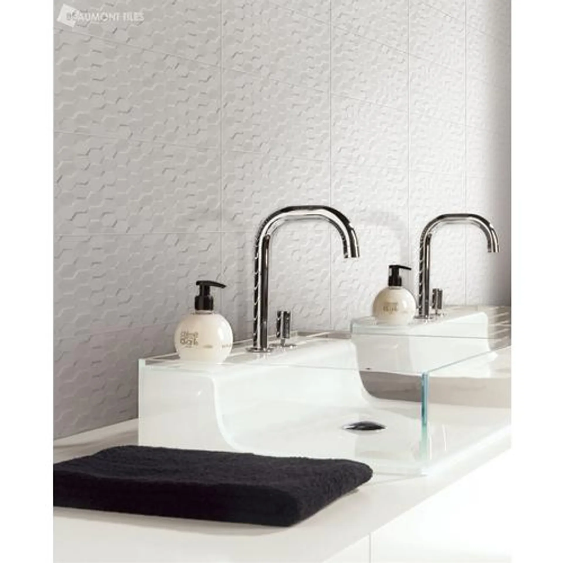 Spatial Hex White Structured Gloss Tile