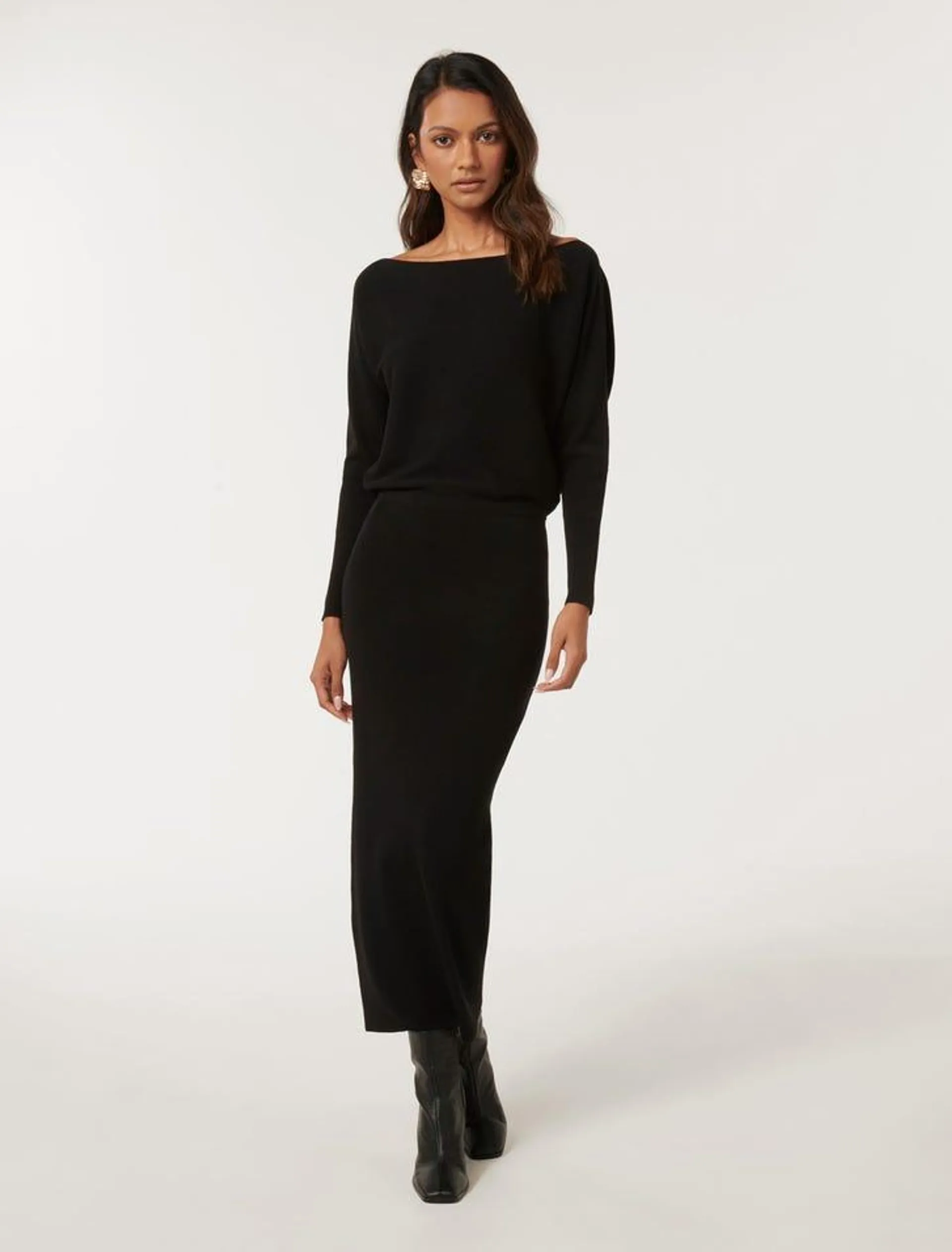 Ciara Petite Off-Shoulder Midi Dress