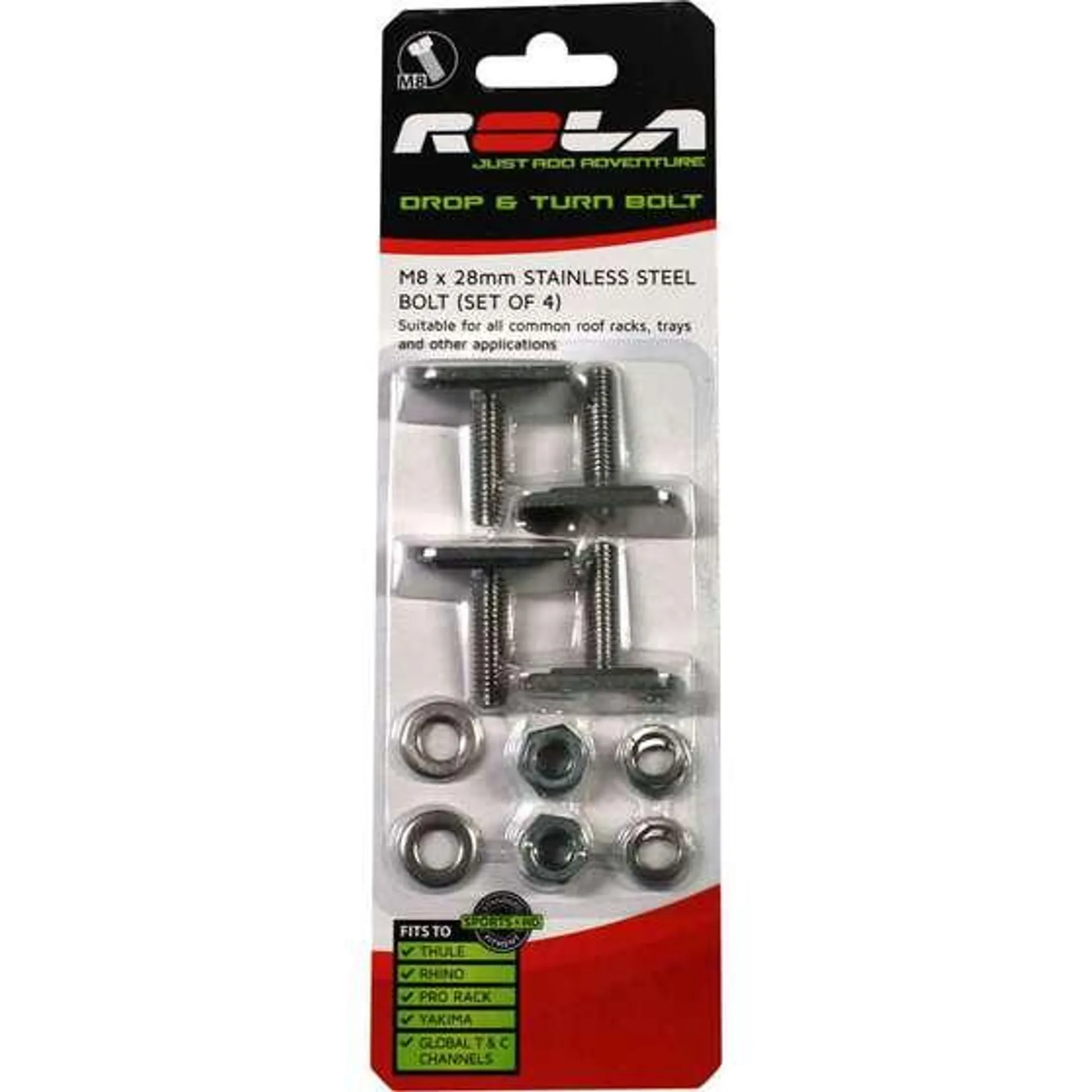 Rola Drop & Turn Channel Bolt M8 x 28mm 4 Pack