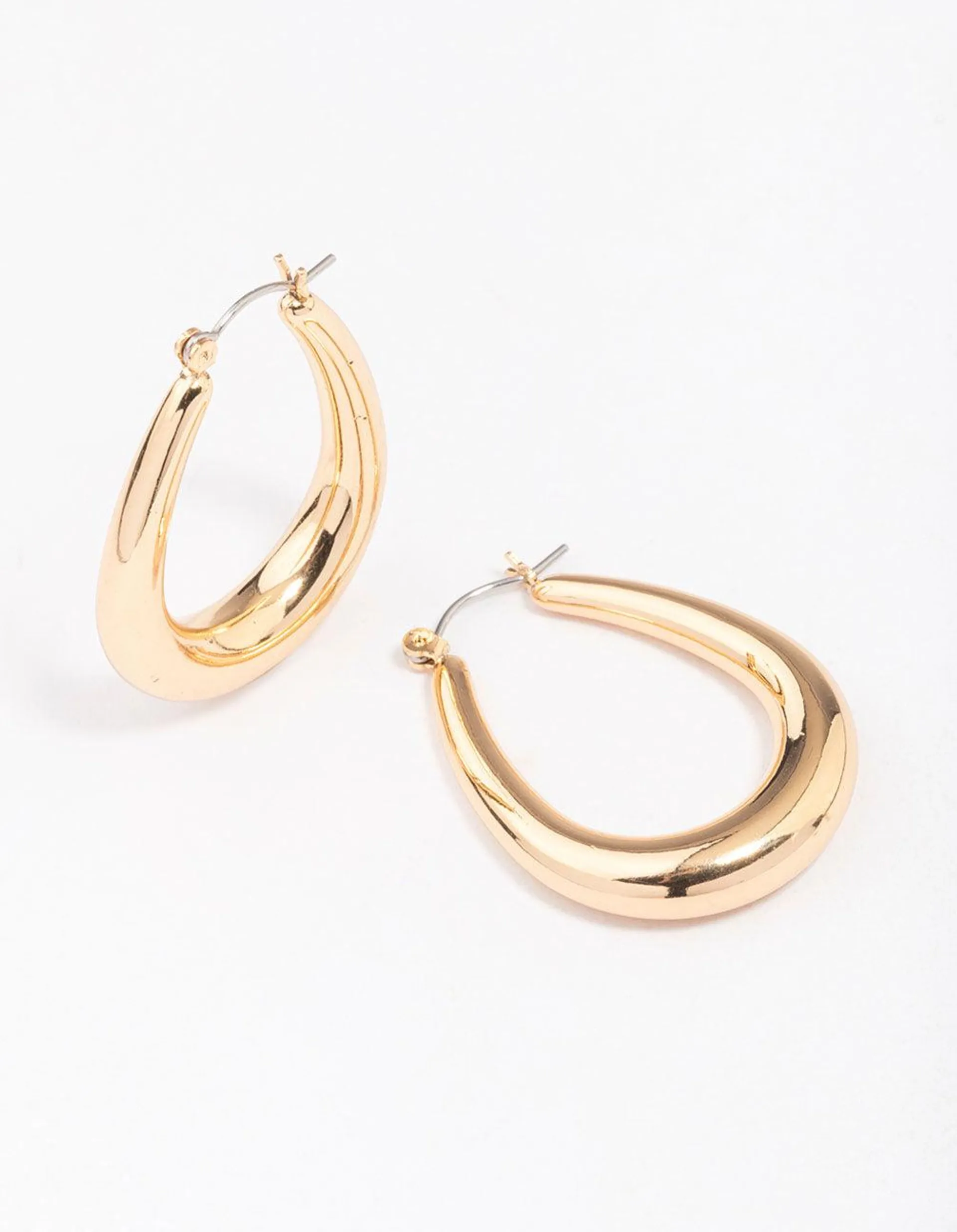 Gold Cut Out Pear Hoop Earrings