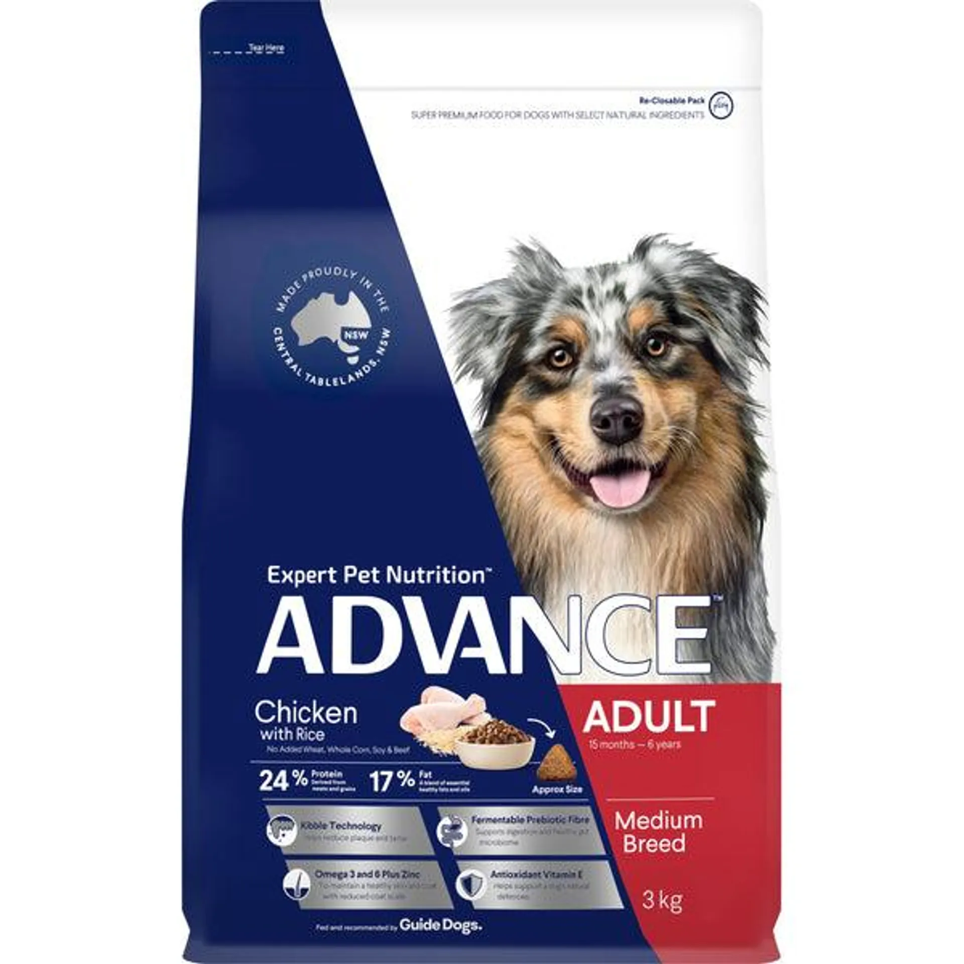 ADVANCE - Adult Medium Breed Chicken with Rice Dog Dry Food (3kg)