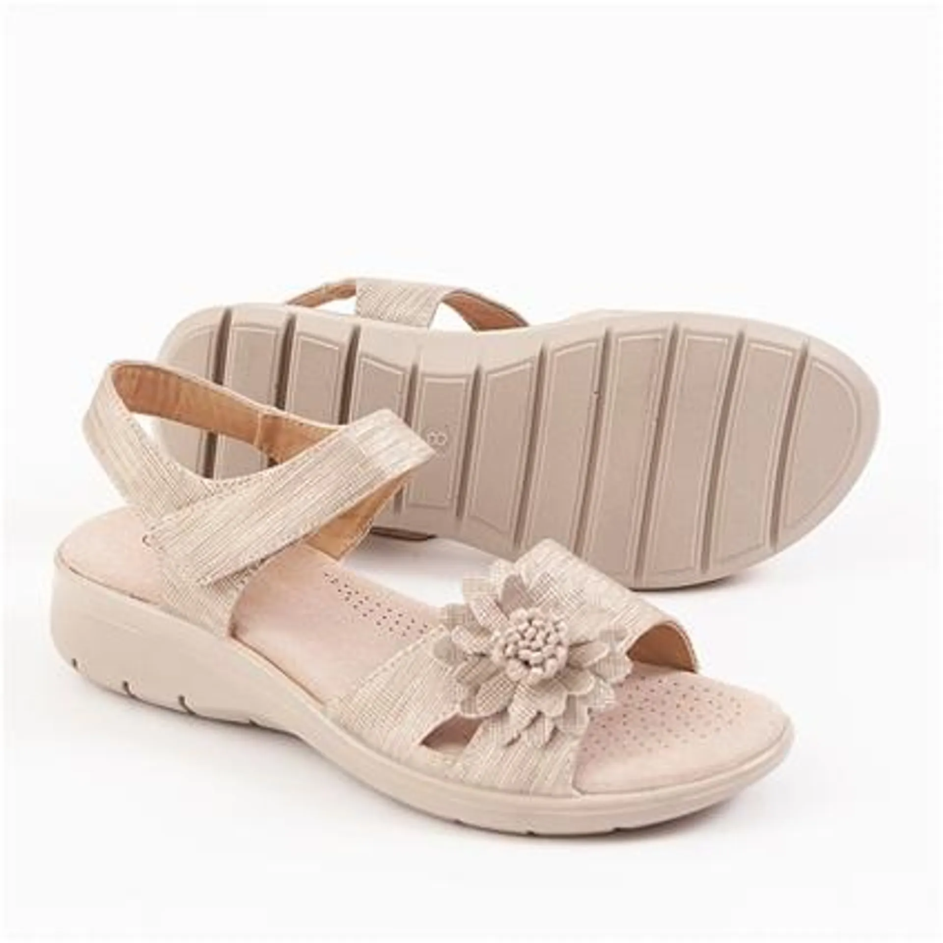 Taupe Summer Flower Sandals