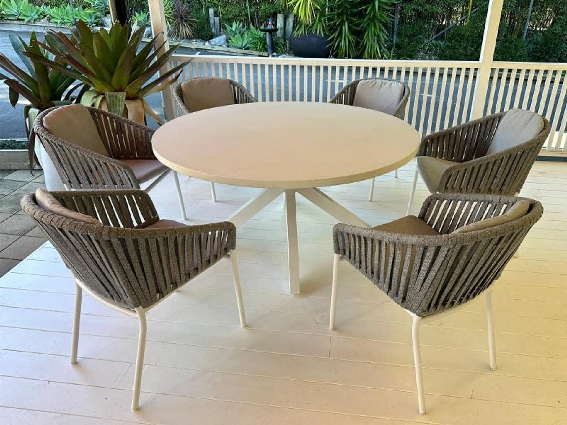 Geo Terrazzo Table with Melang Chairs 7pc Outdoor Dining Setting