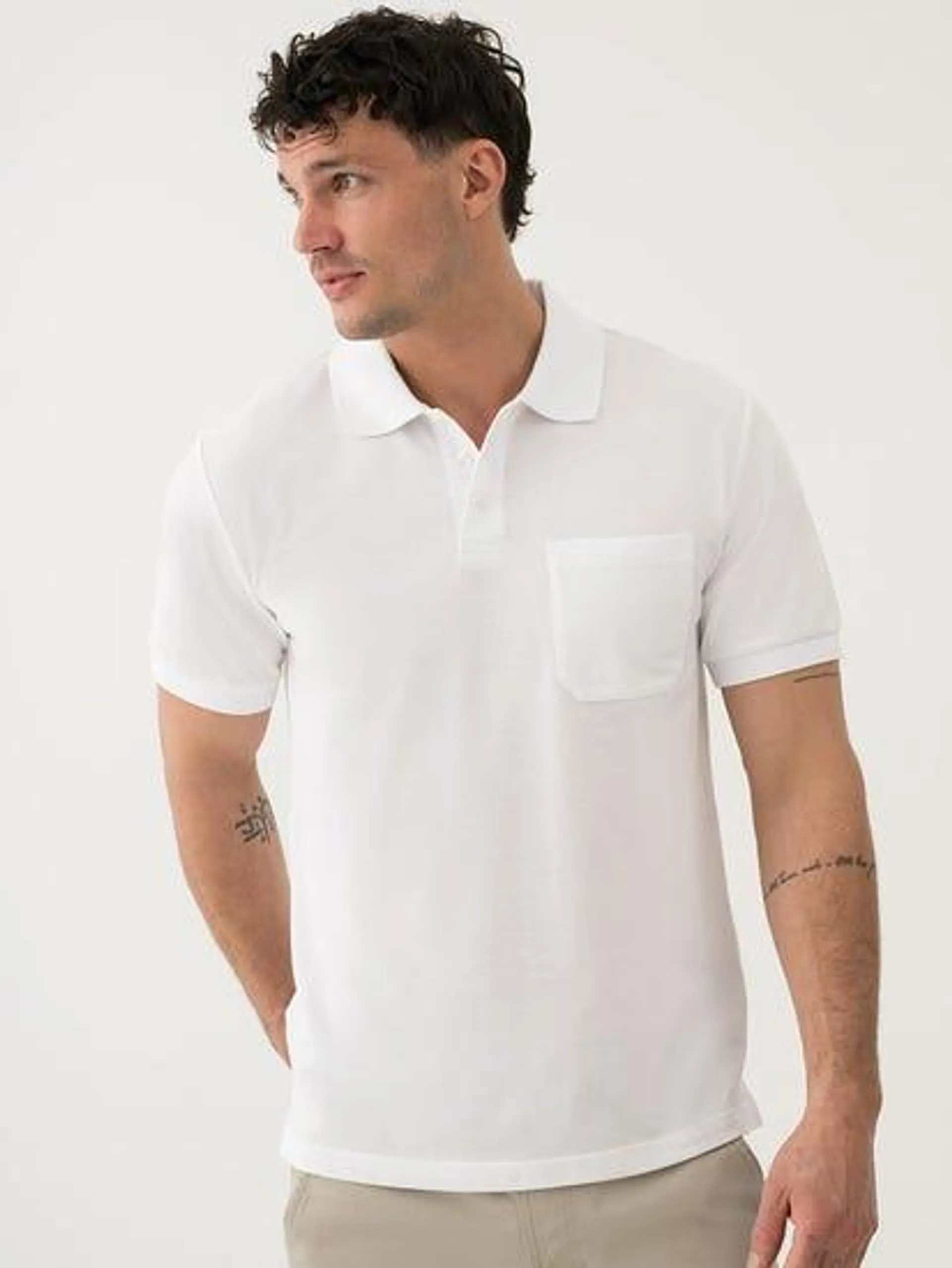 Lowes Plain Polo Top With Pocket White