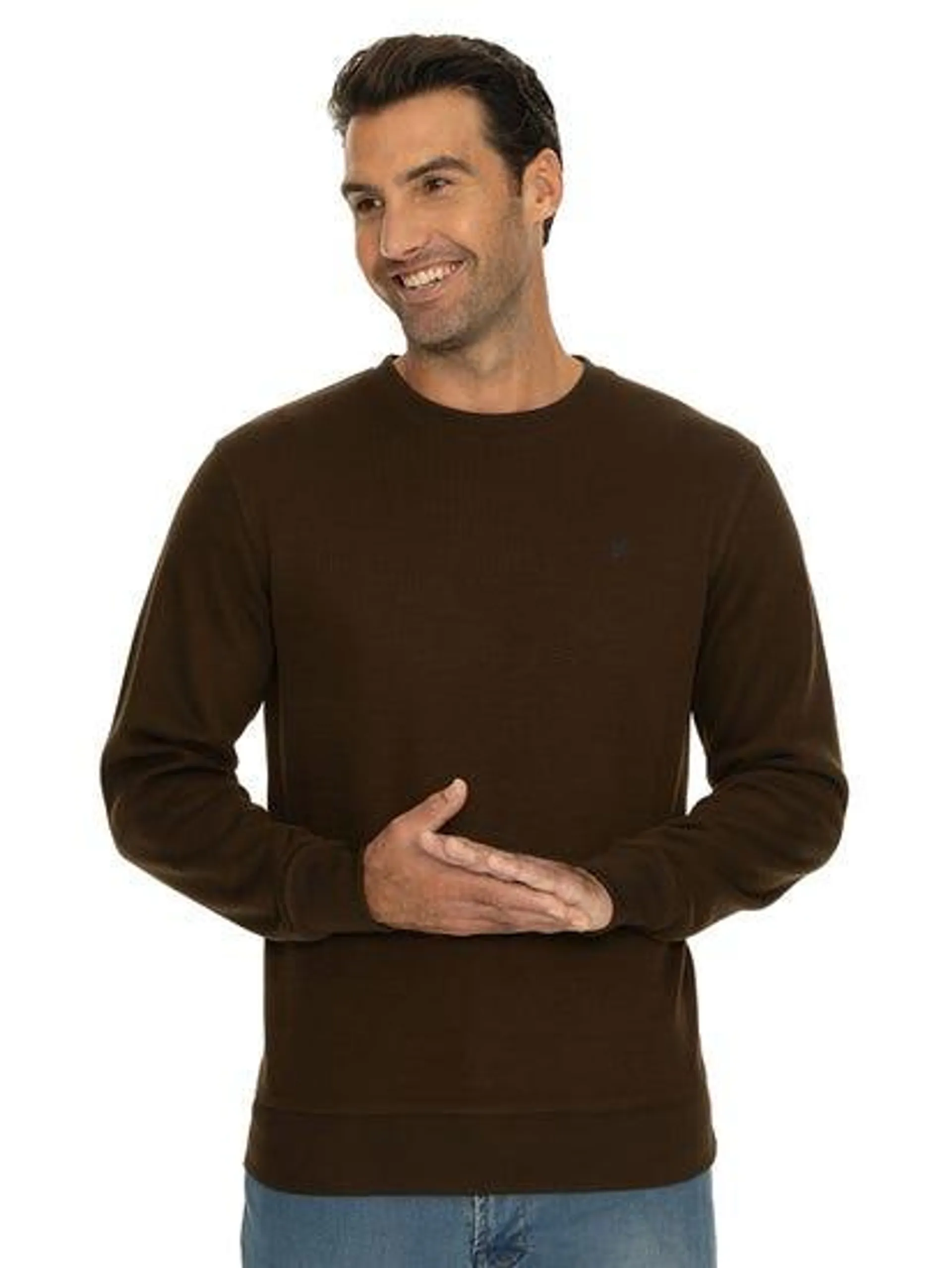 Mens Crew Neck Pullover Chocolate