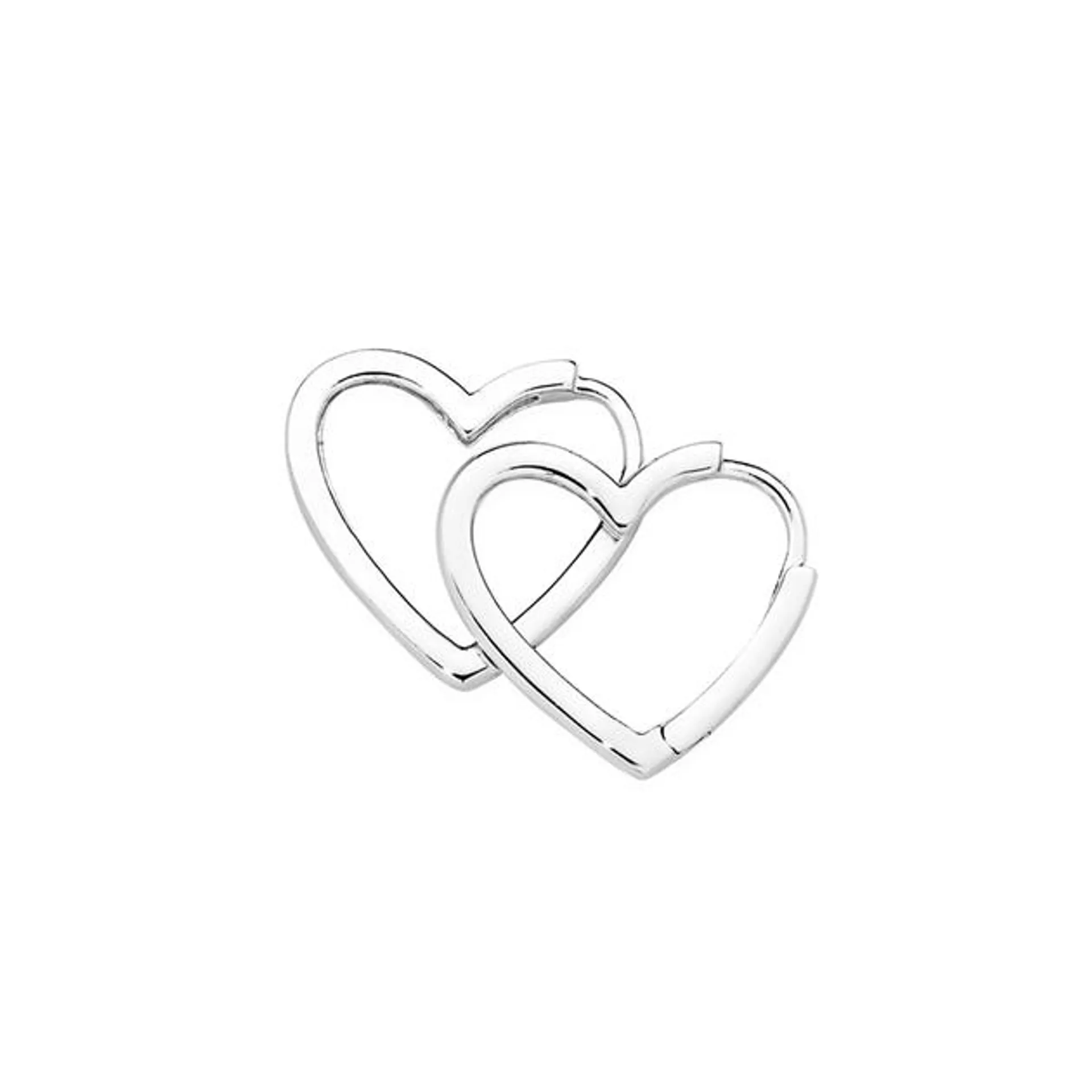 Silver Polished Heart Huggies