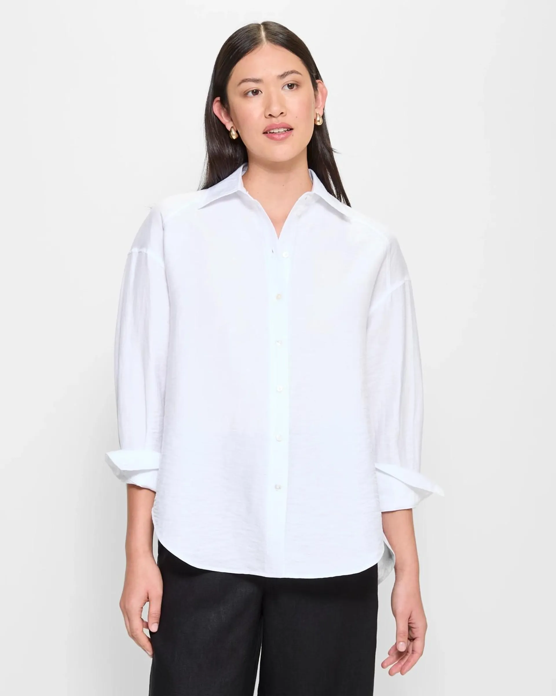 Linen Blend Relaxed Shirt - Preview