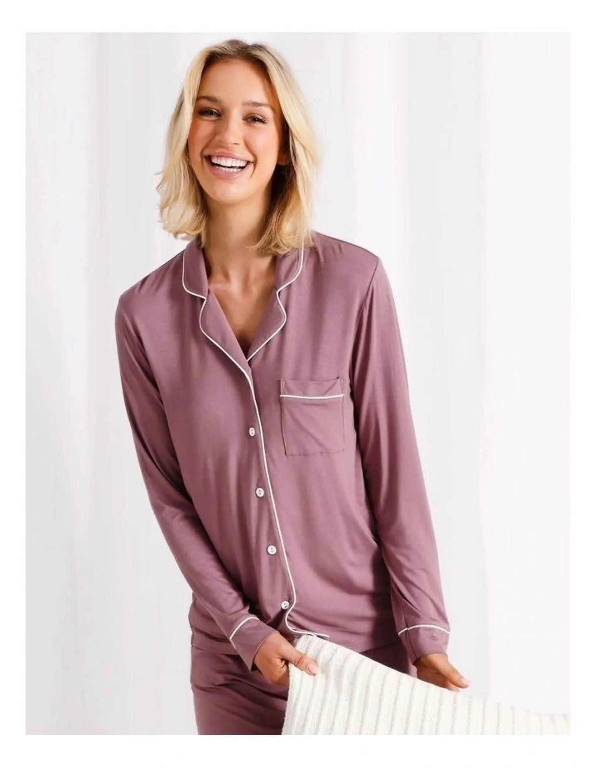 Pure Comfort Bamboo Long Pyjama Set in Brown