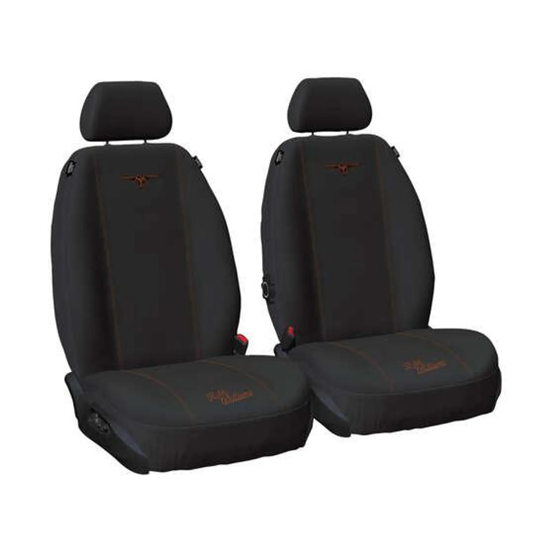 R.M.Williams Tan Poly Canvas Seat Covers, Black/Tan, Adjustable Headrests, Airbag Compatible