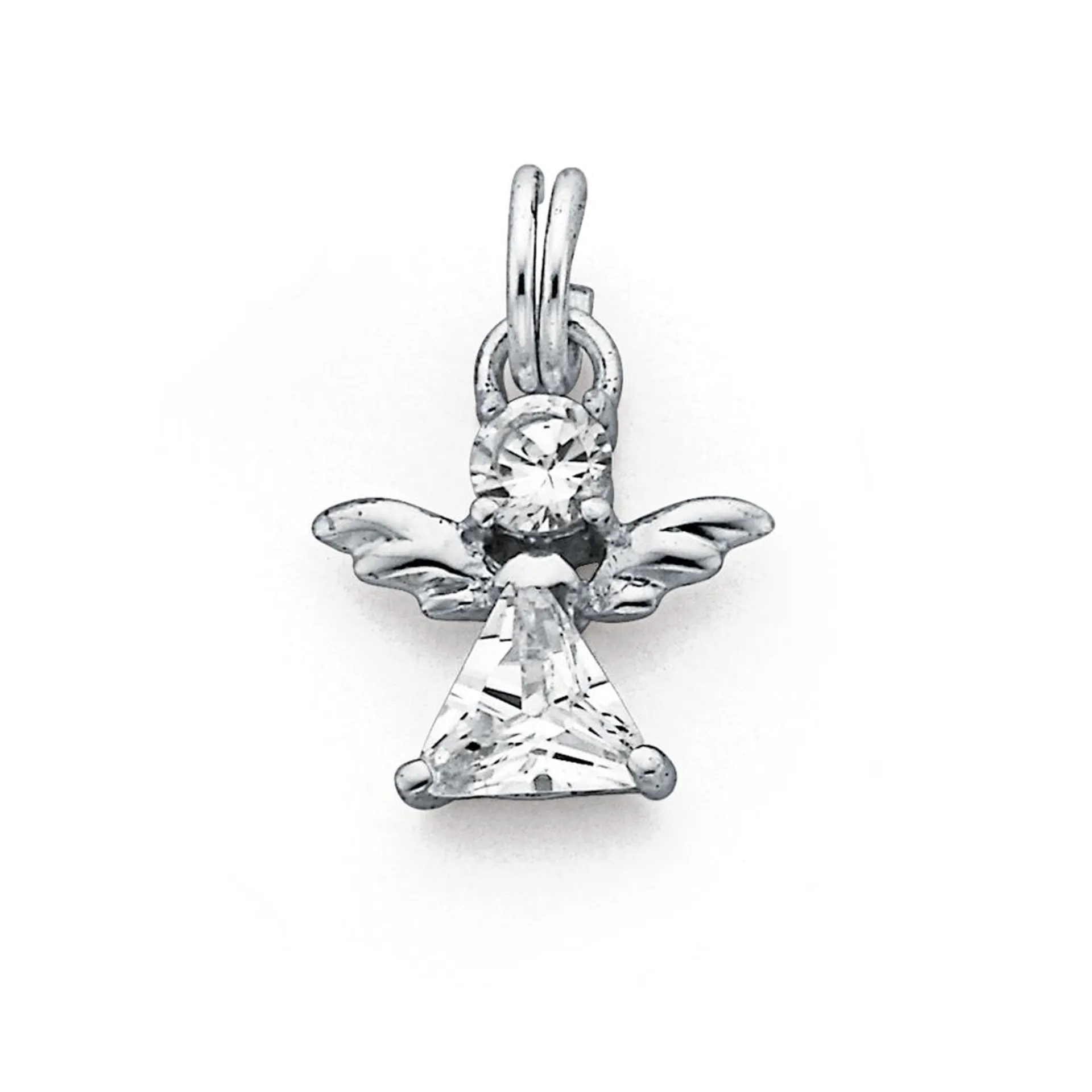 Sterling Silver Cubic Zirconia Angel Charm