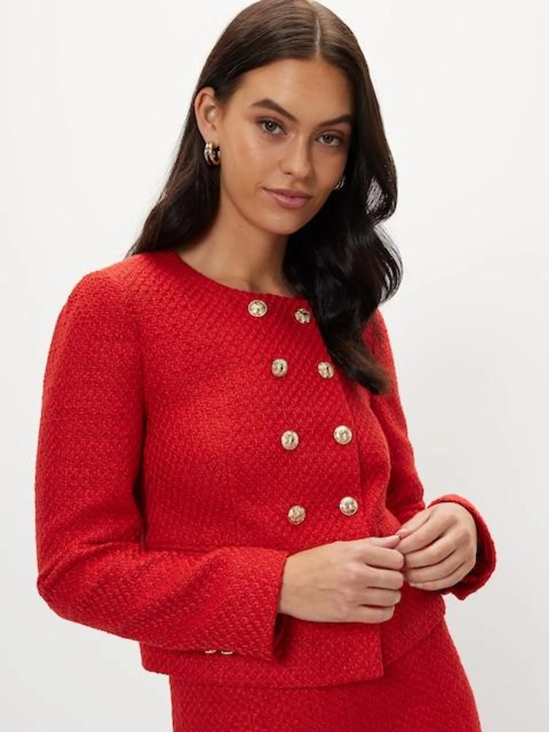 Red Hot Boucle Crop Jacket