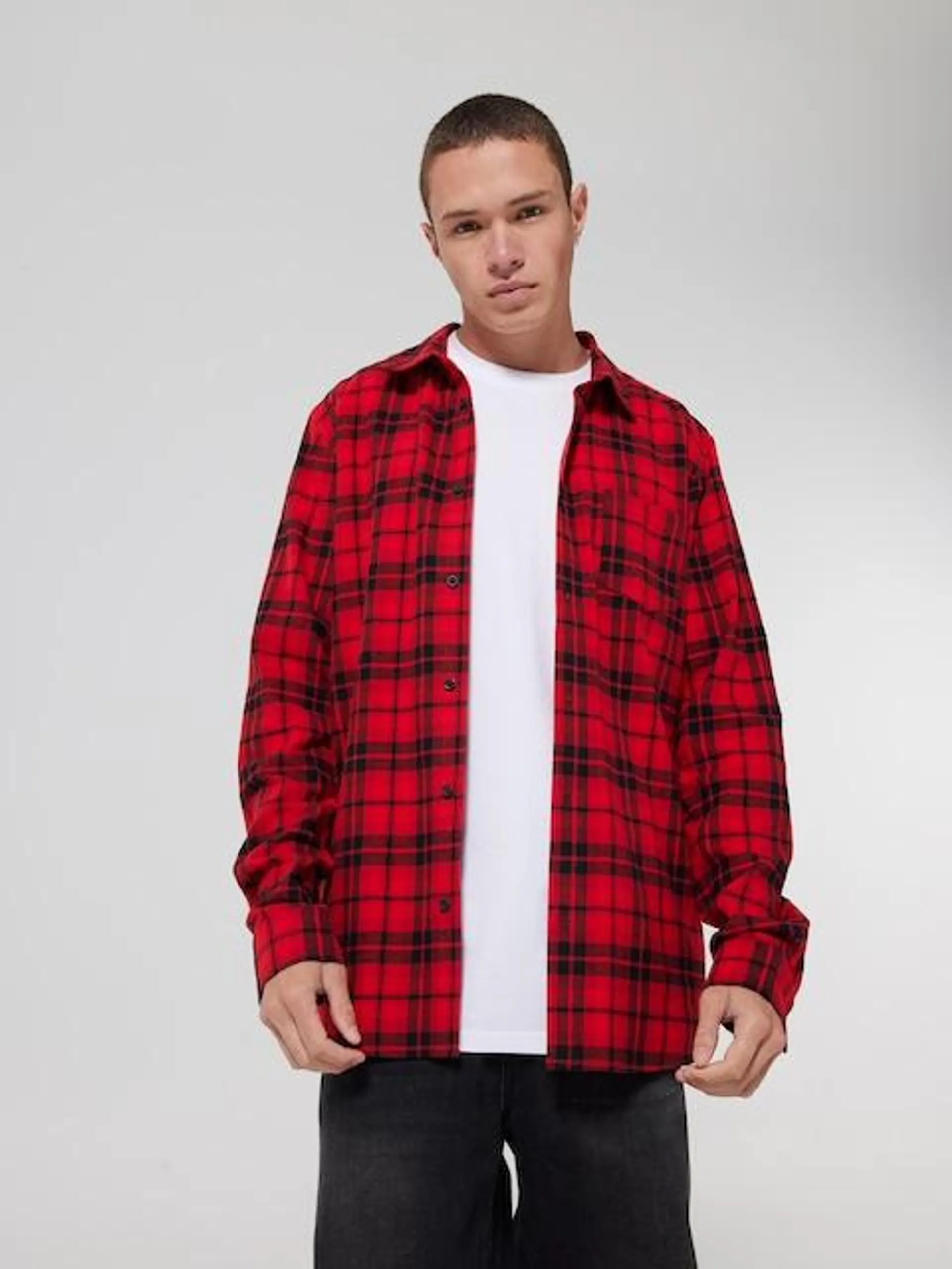 Plaid Flanel Long Sleeve Shirt