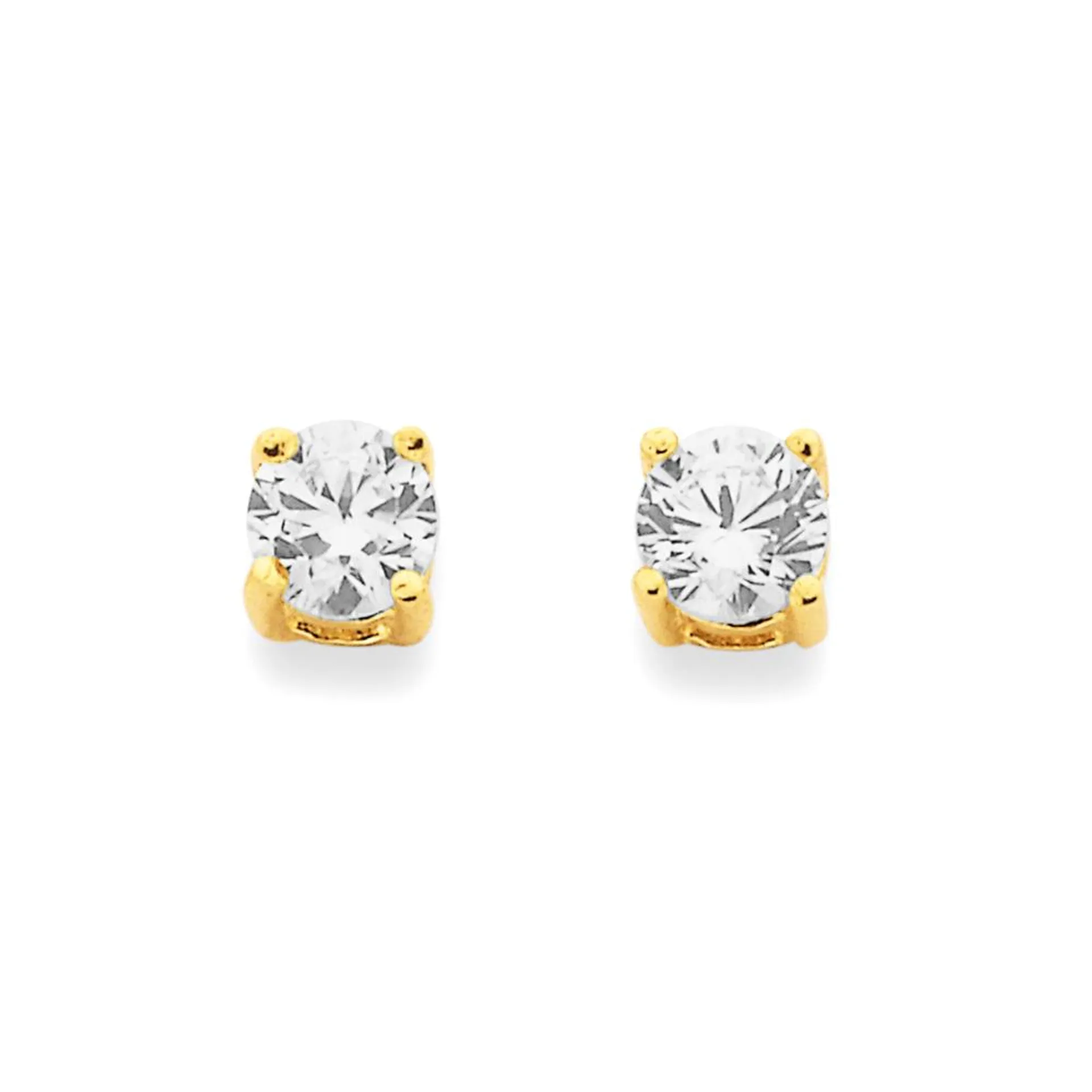 9ct Round Cubic Zirconia Stud Earrings