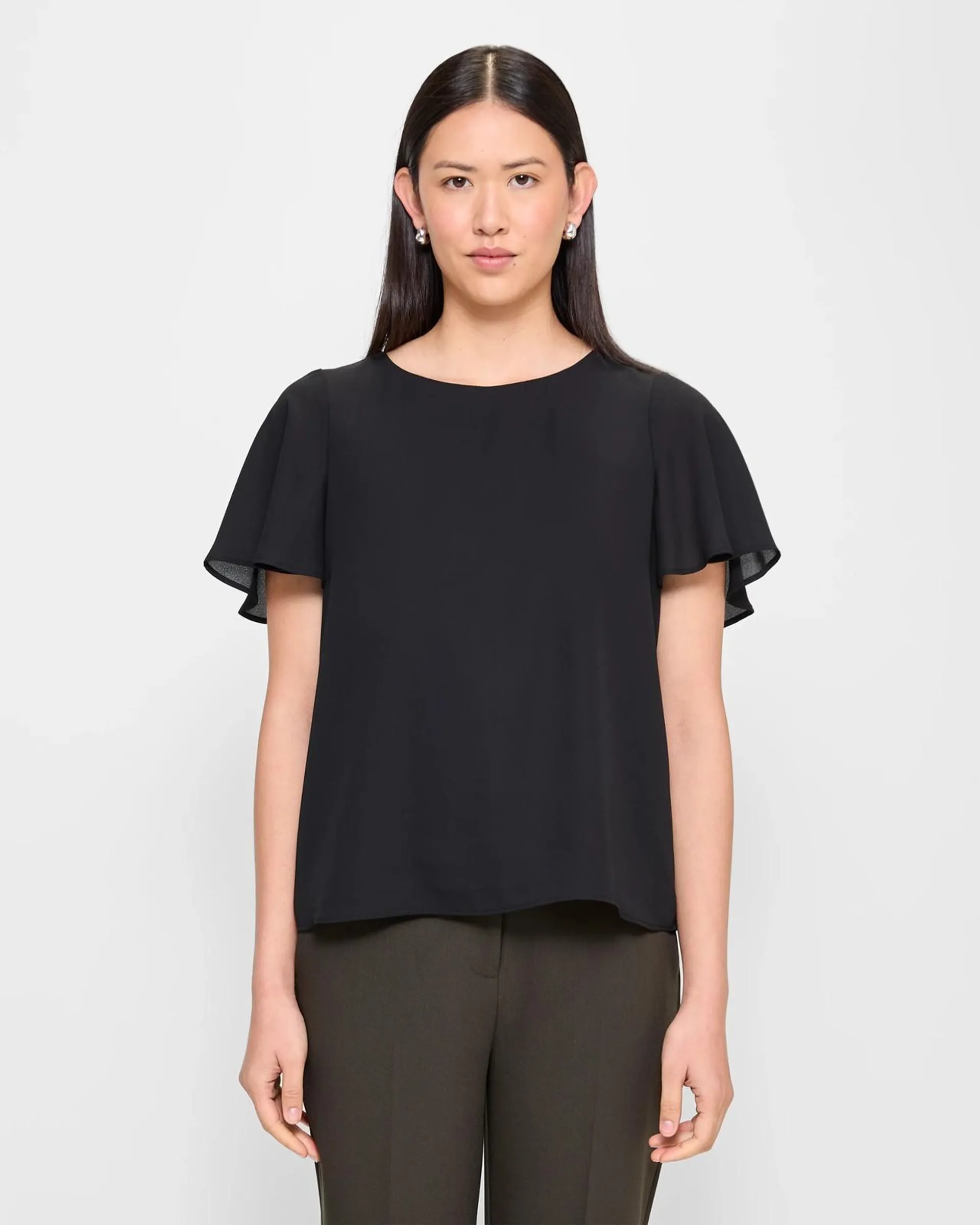 Crew Neck Blouse - Preview - Black