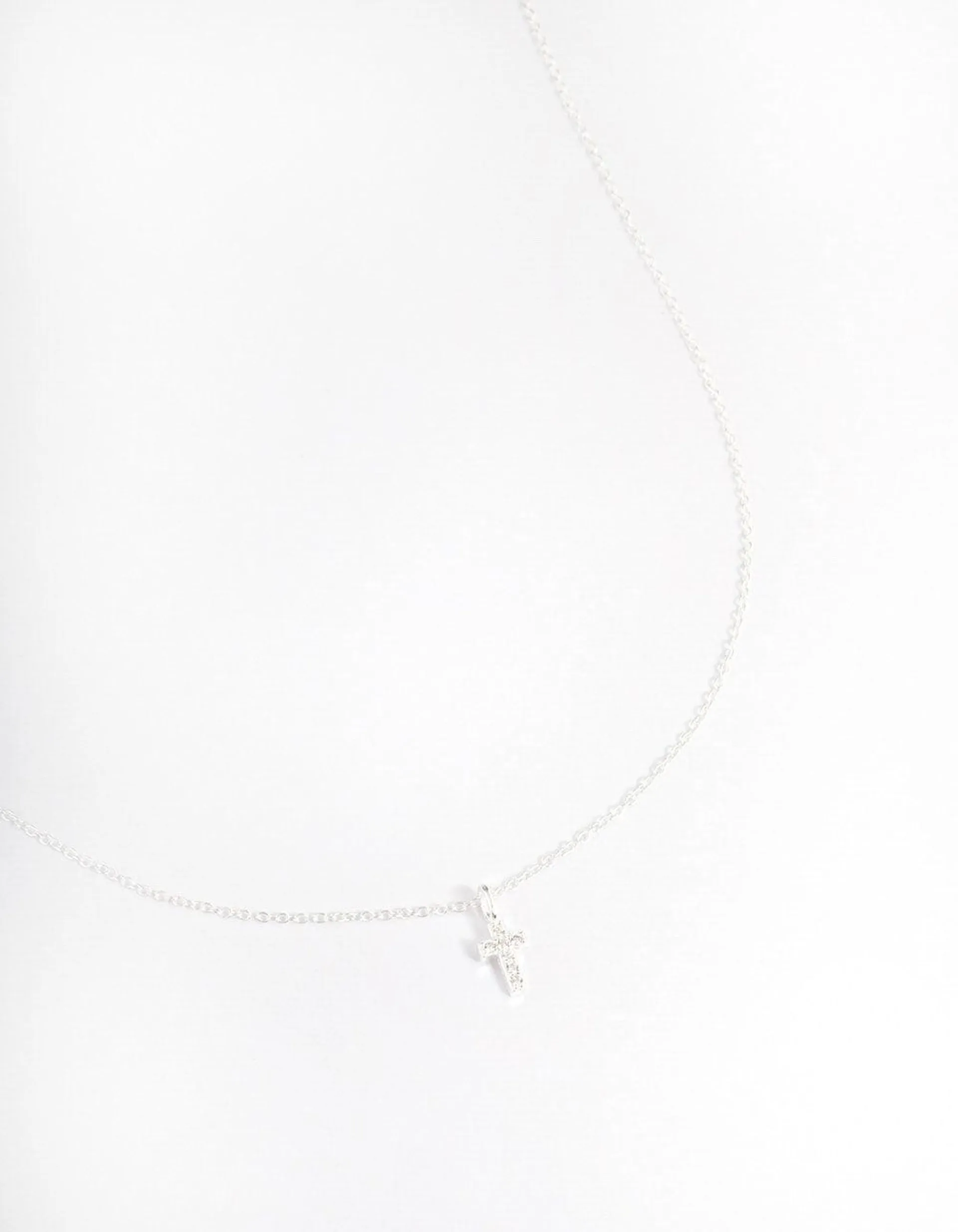 Sterling Silver Cubic Zirconia Small Cross Necklace