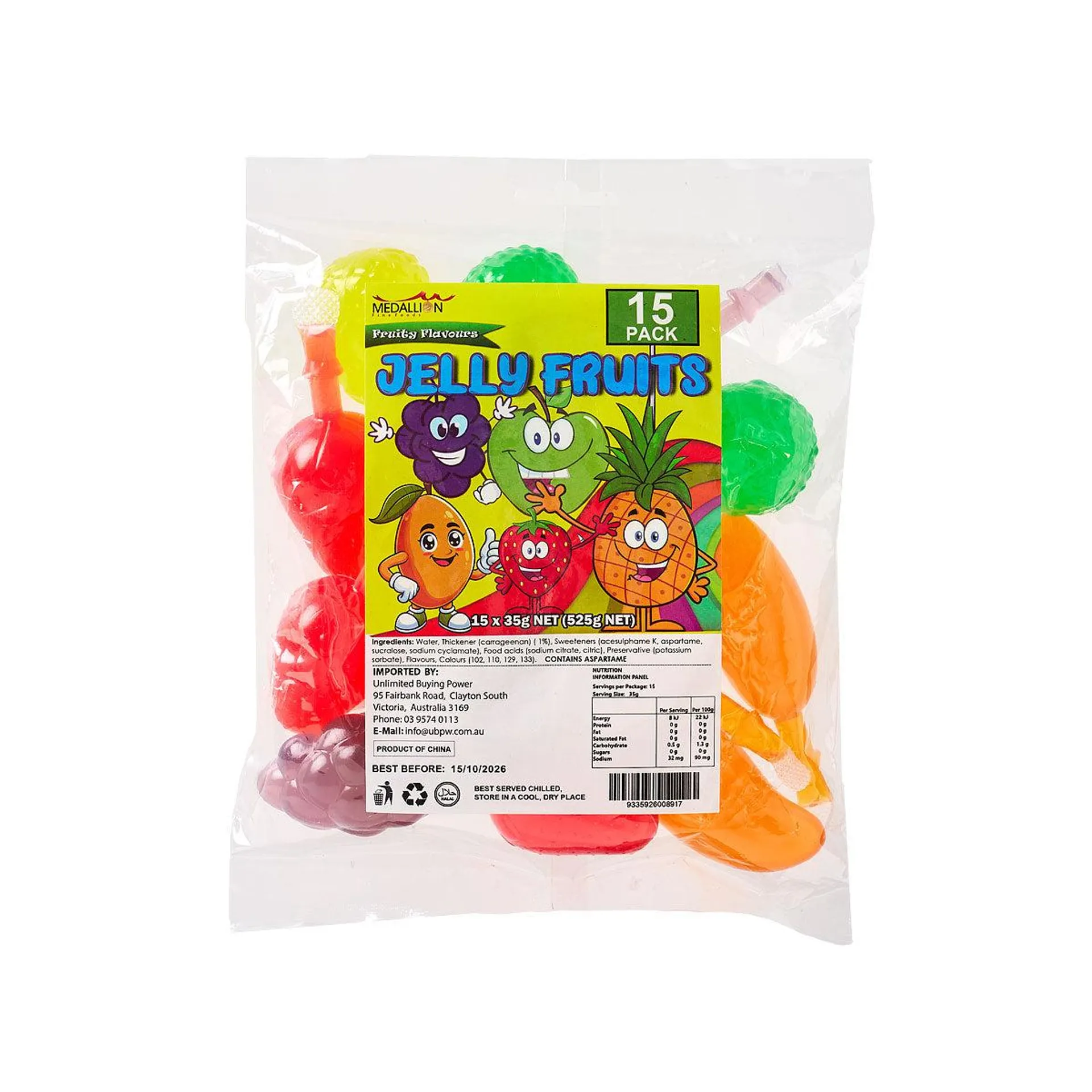 Medallion Jelly Fruits 525g 15pk
