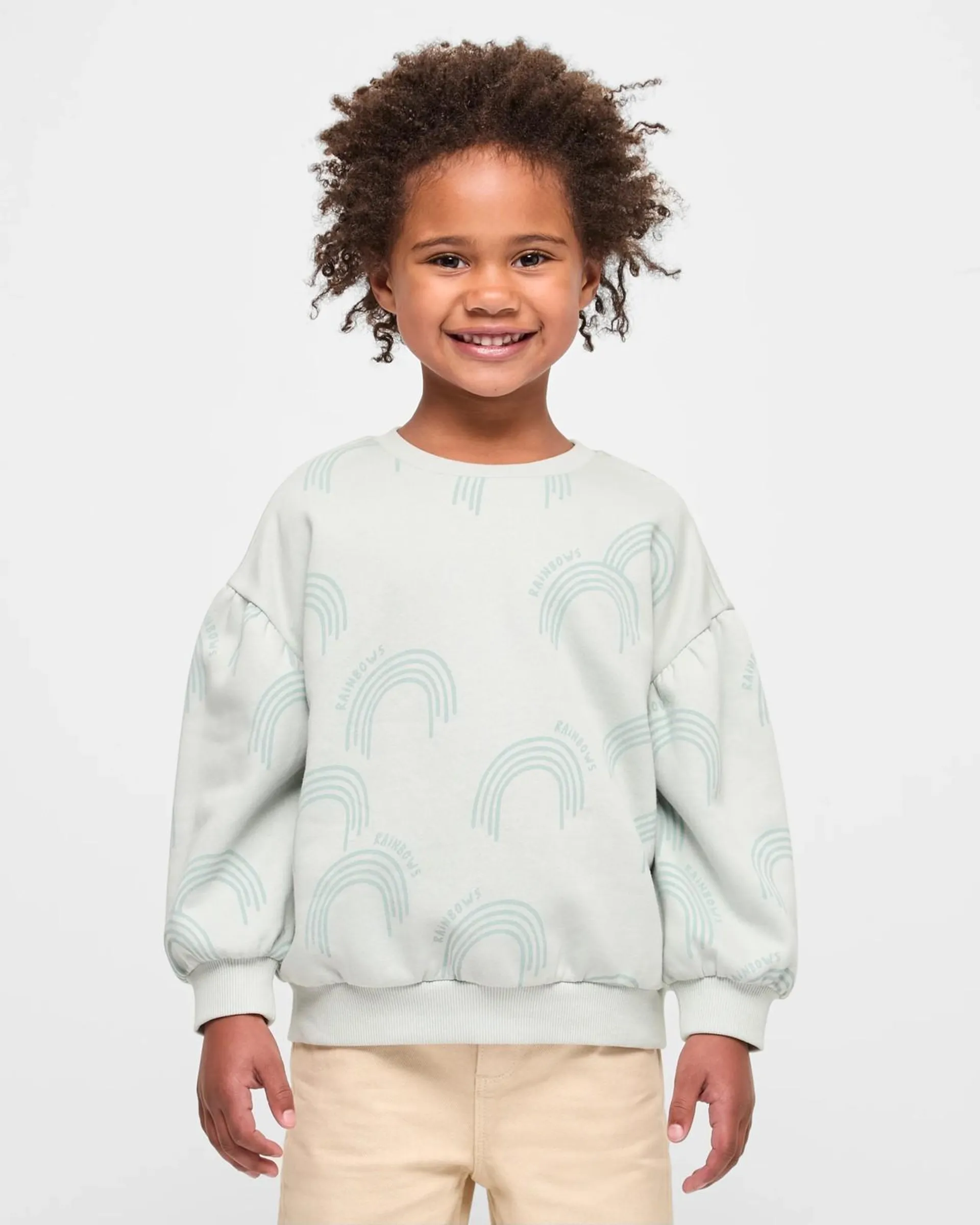 Oversize Fleece Jumper - Green Rainbow