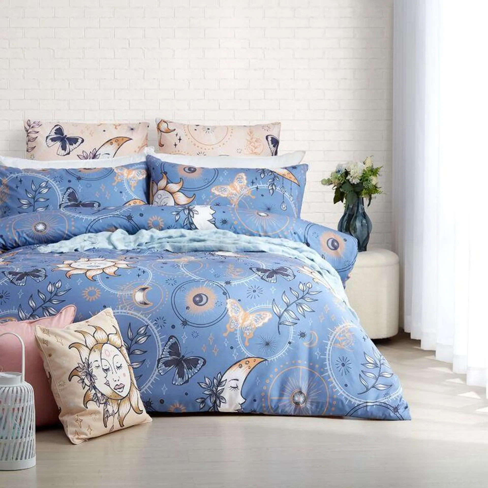 Ombre Home Larissa Quilt Cover Set Blue Queen