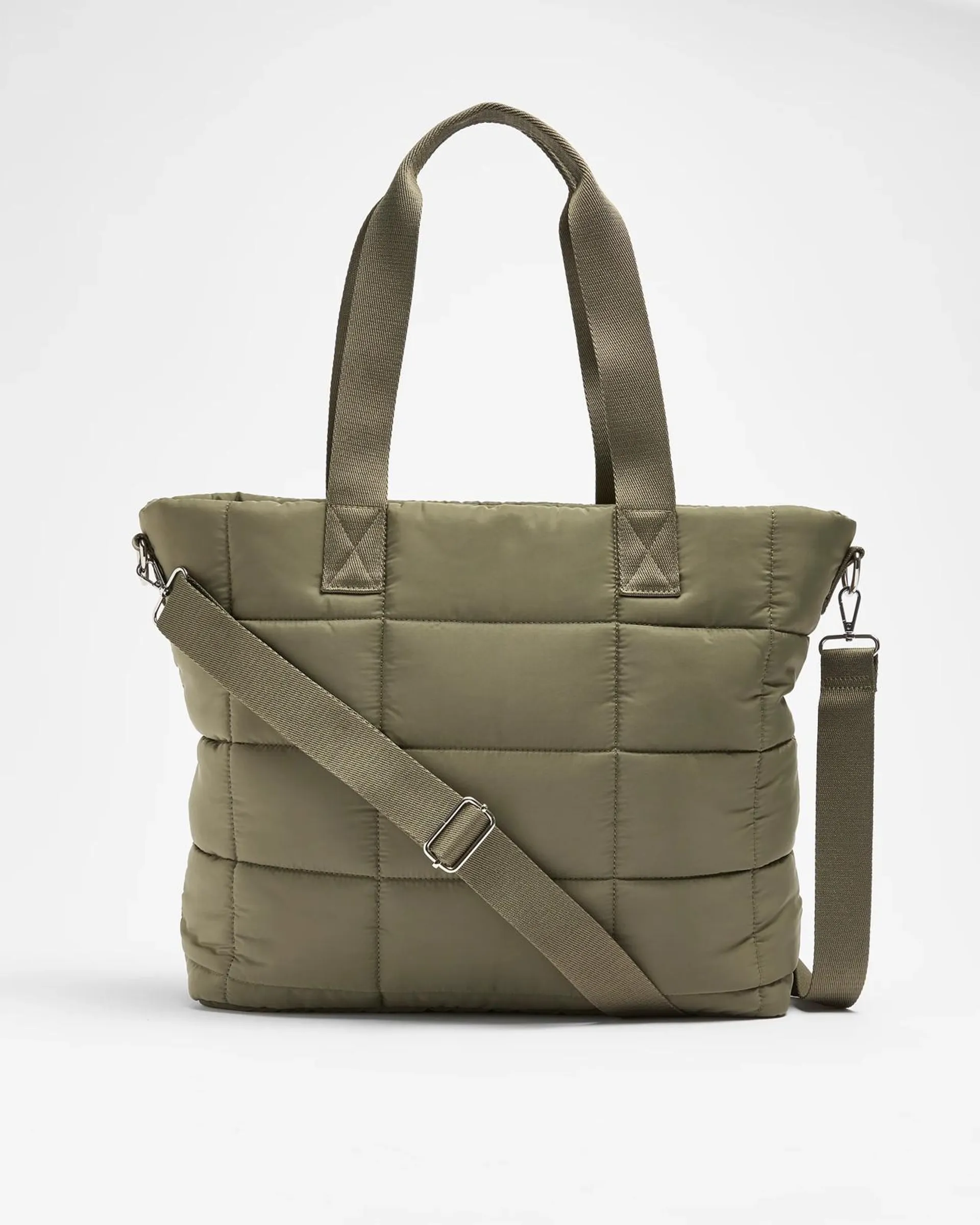 Casual Quilted Tote Bag - Khaki