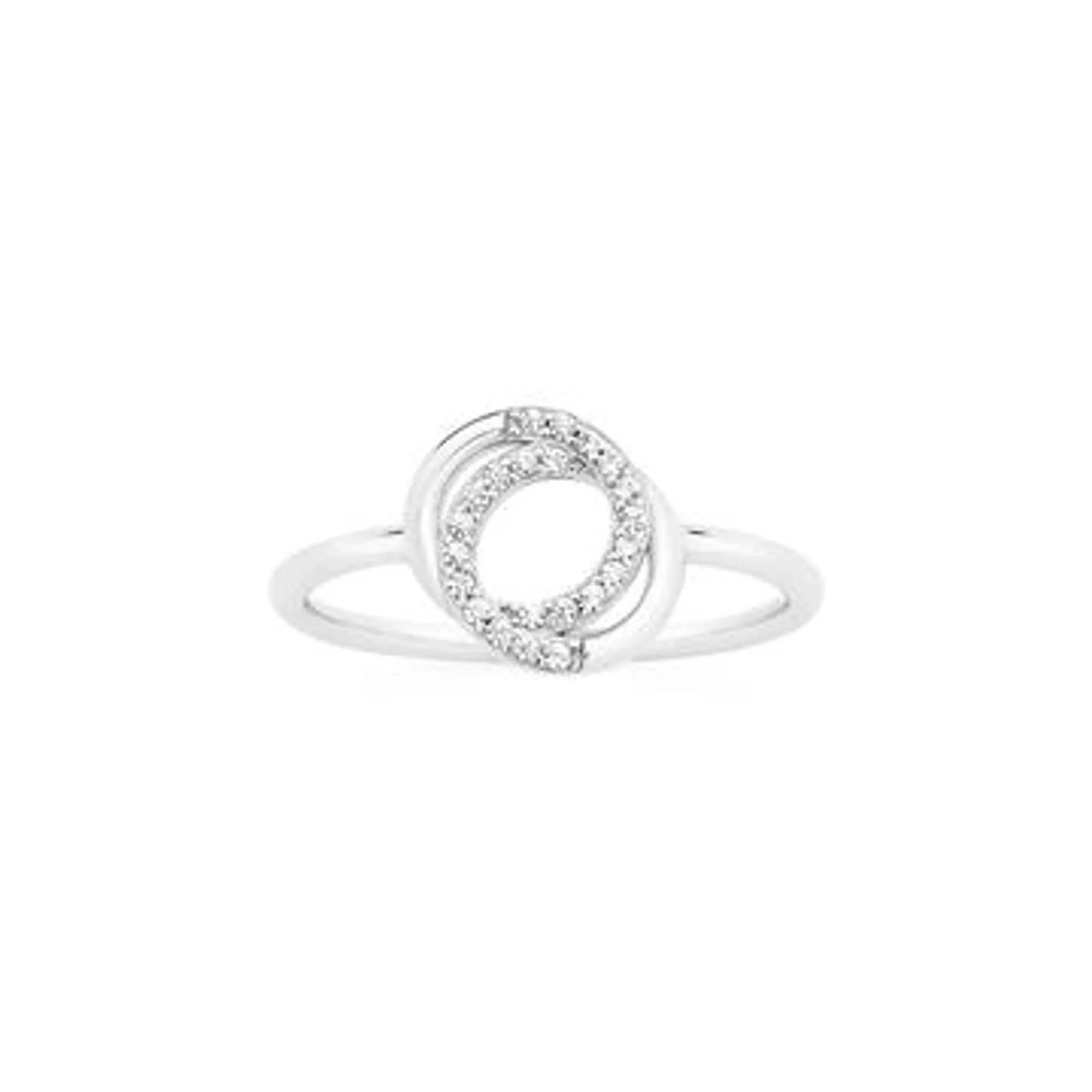 Silver CZ Soulmates Interlock Circle Ring