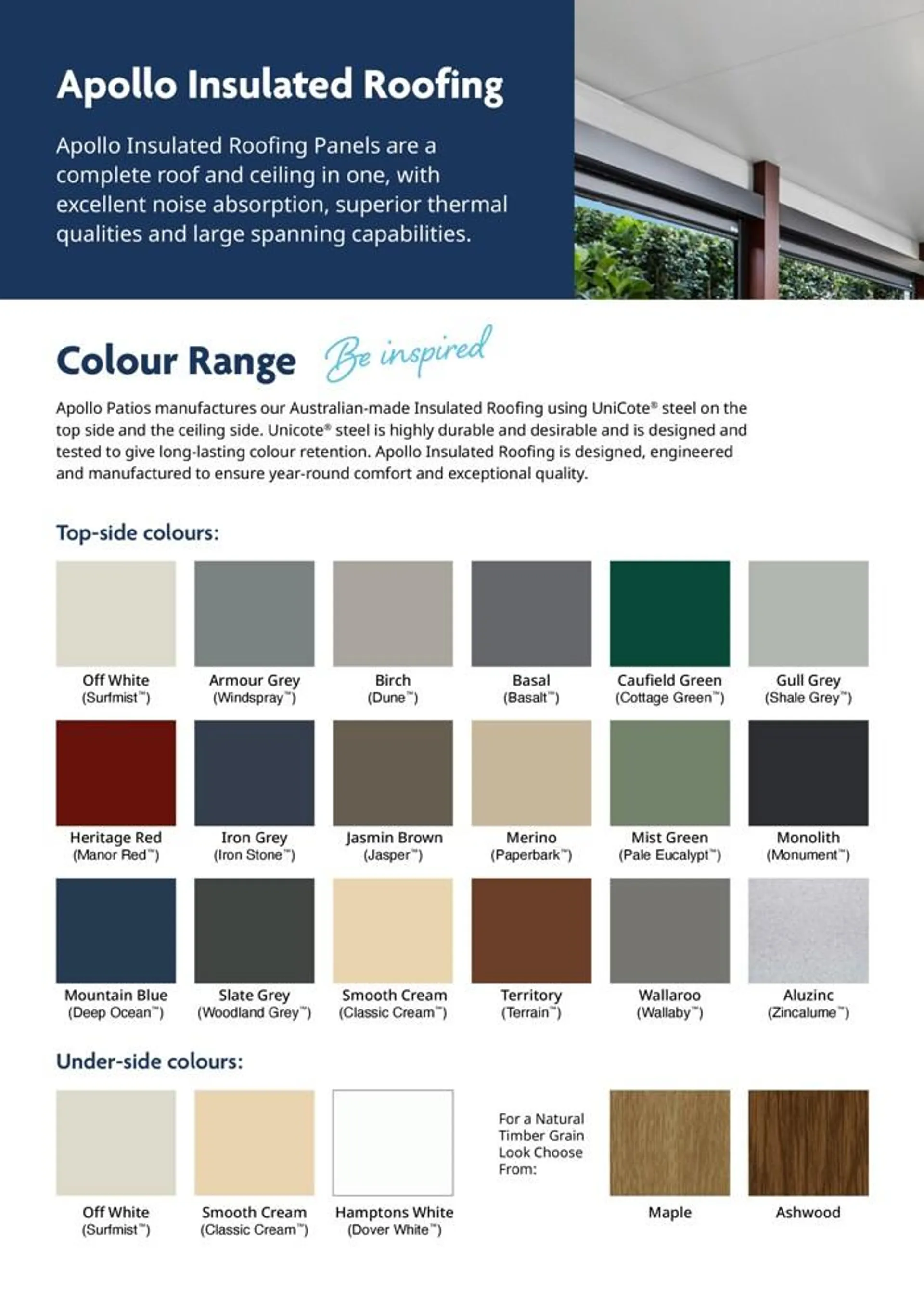 Insulated Roofing Colour Range - 2