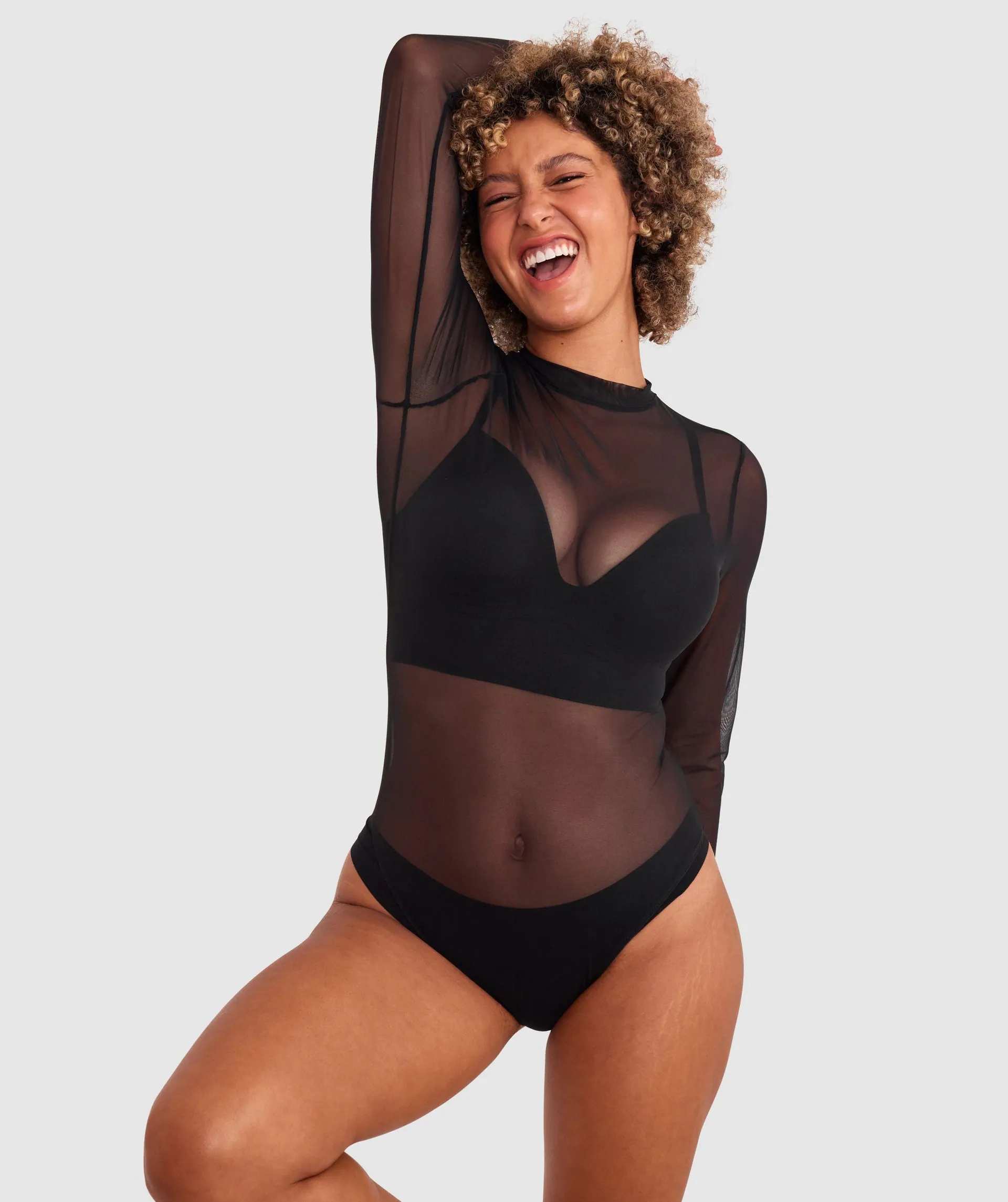 Kaia Long Sleeve Bodysuit - Black