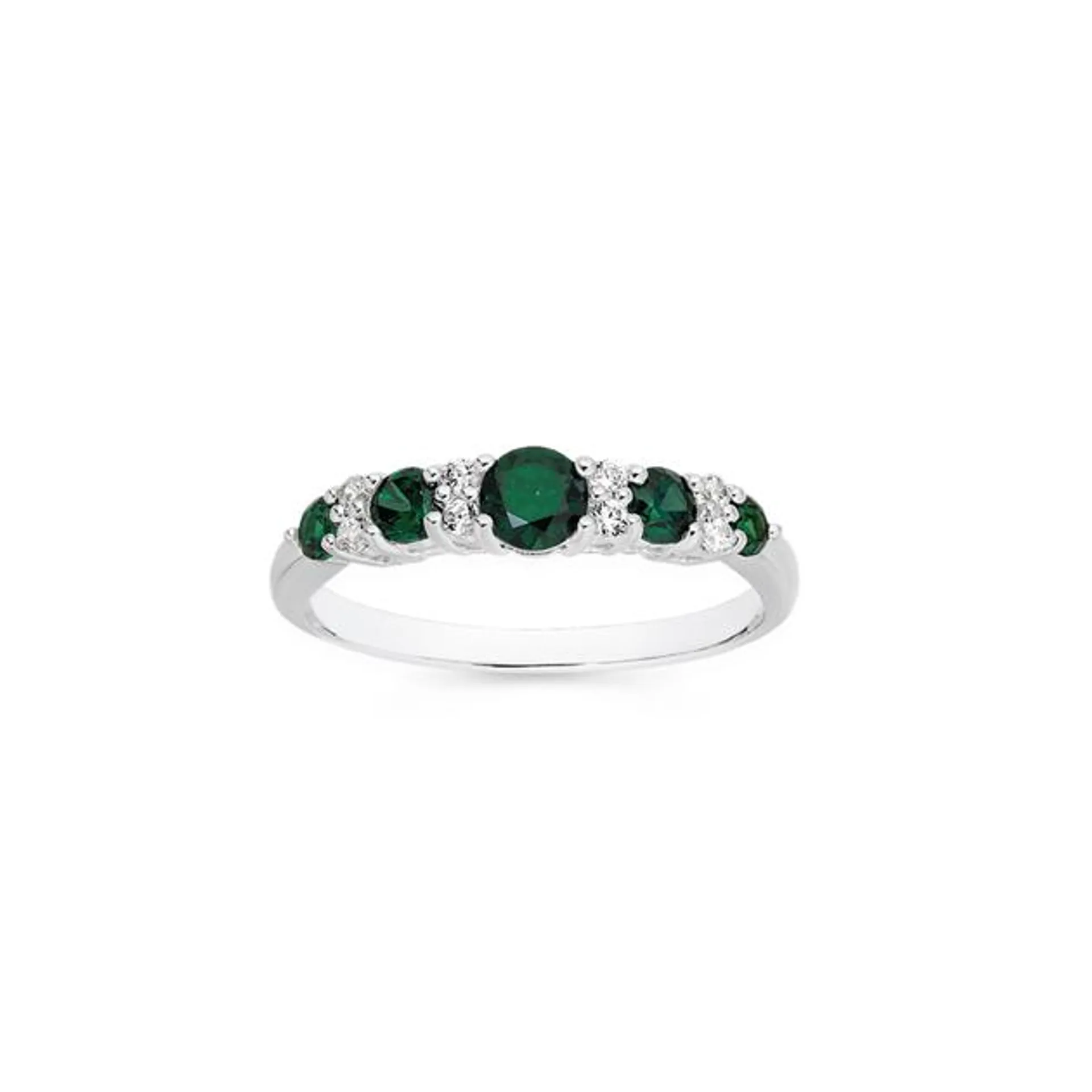 Silver Dark Green CZ Eternity Ring