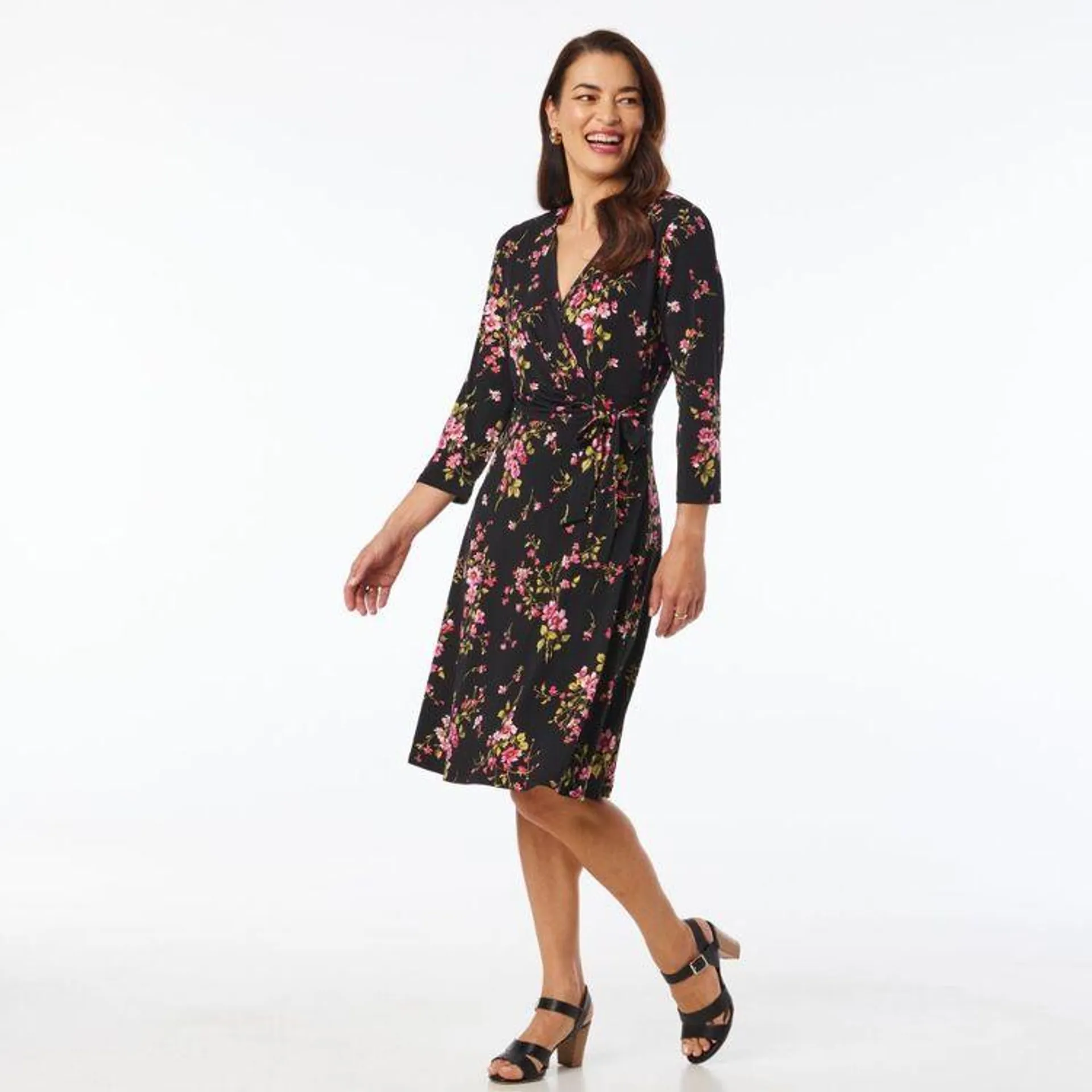 Khoko Smart Women's 3/4 Sleeve Wrap Dress Blossom