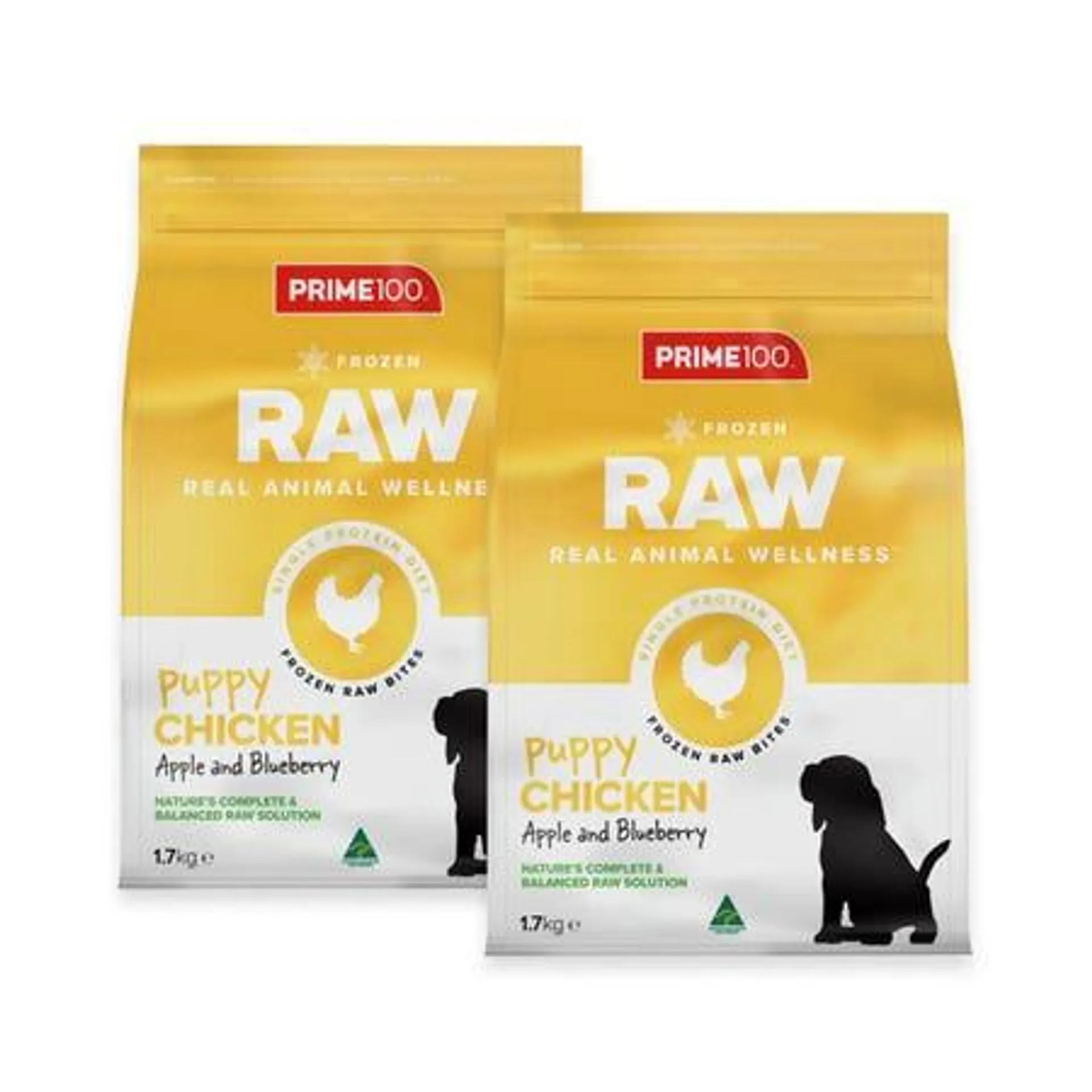 Prime100 Spd Raw Chicken Apple & Blueberry Puppy Food 1.7kgx2