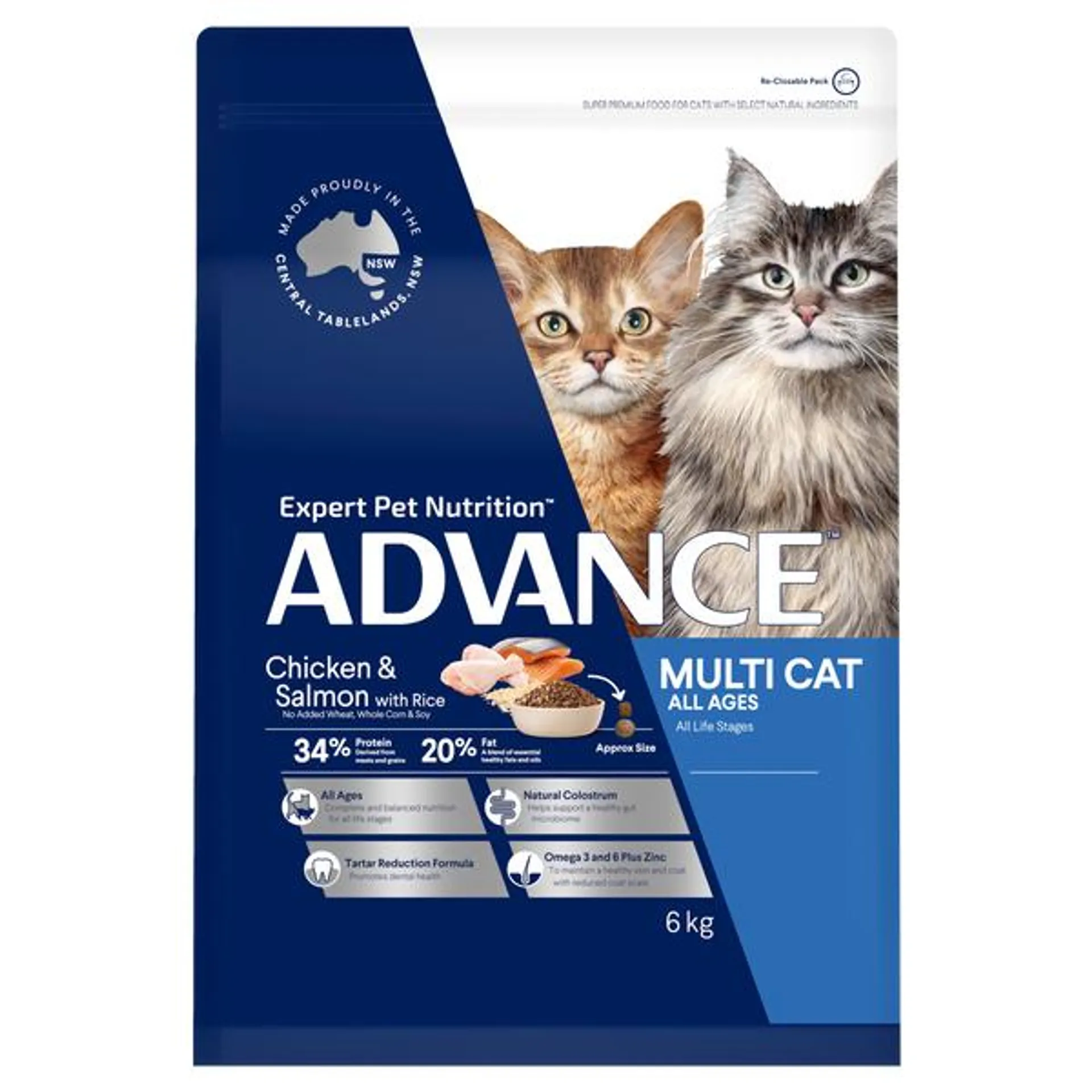 ADVANCE - Multi Cat Chicken & Salmon with Rice Dry Cat Food (6kg)