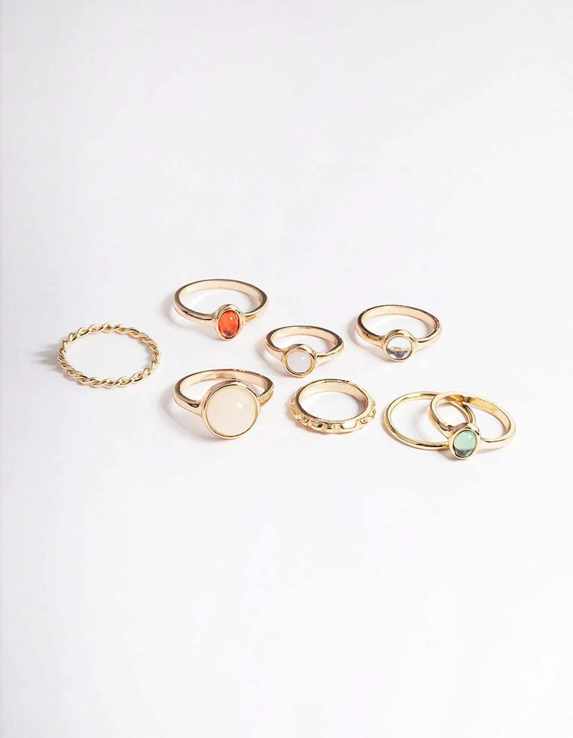 Gold Natural Stone Mixed Ring Pack