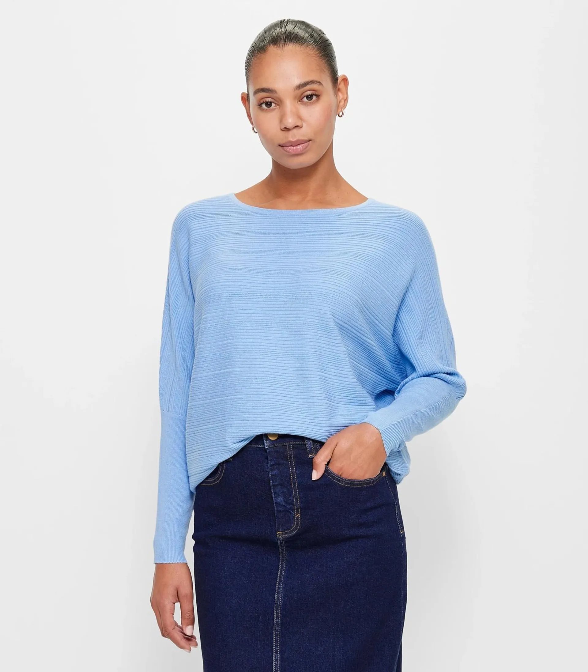 Dolman Sleeve Knit Jumper - Preview - Soft Blue