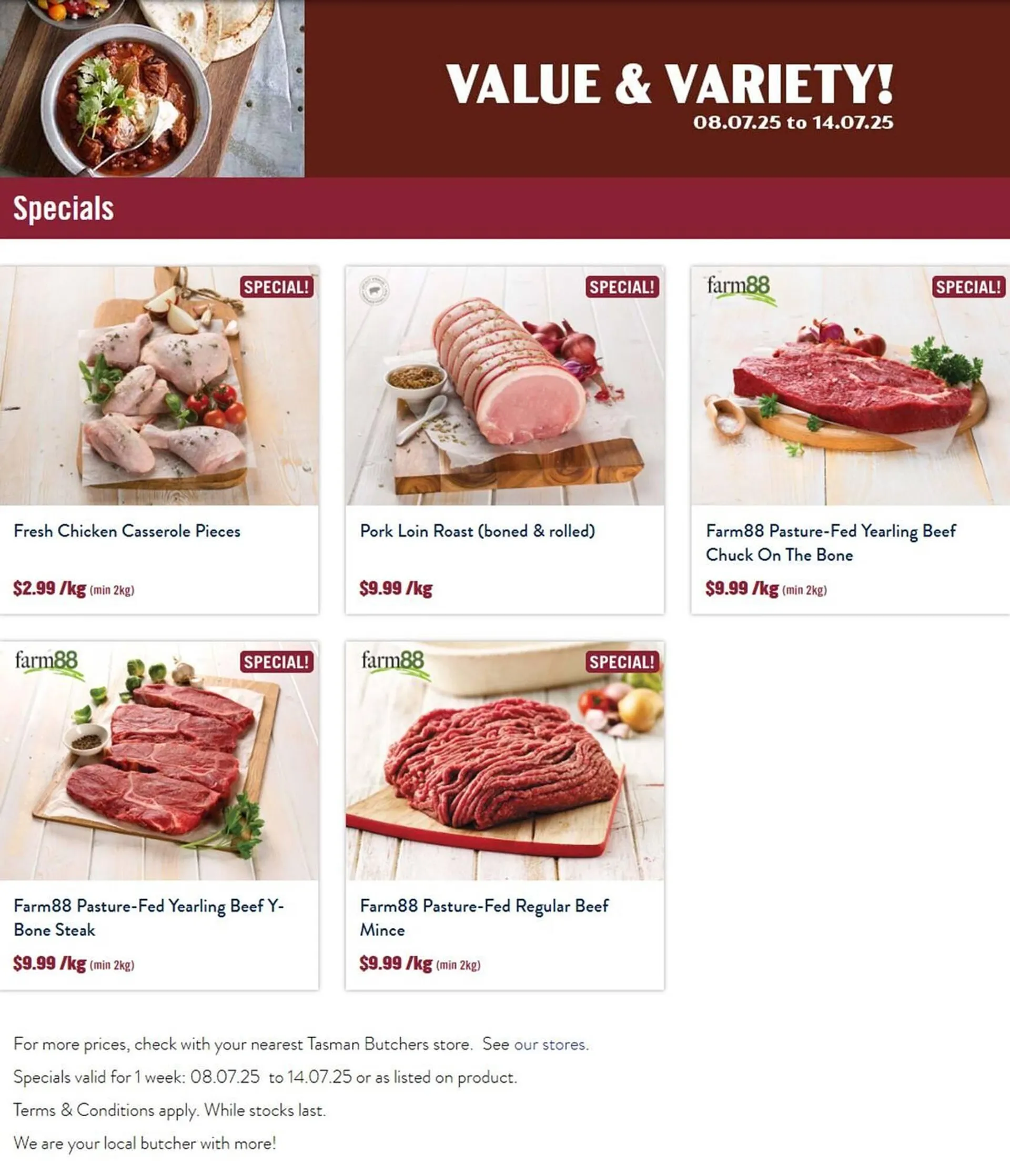 Tasman Butchers catalogue - Catalogue valid from 8 July to 14 July 2025 - page 1