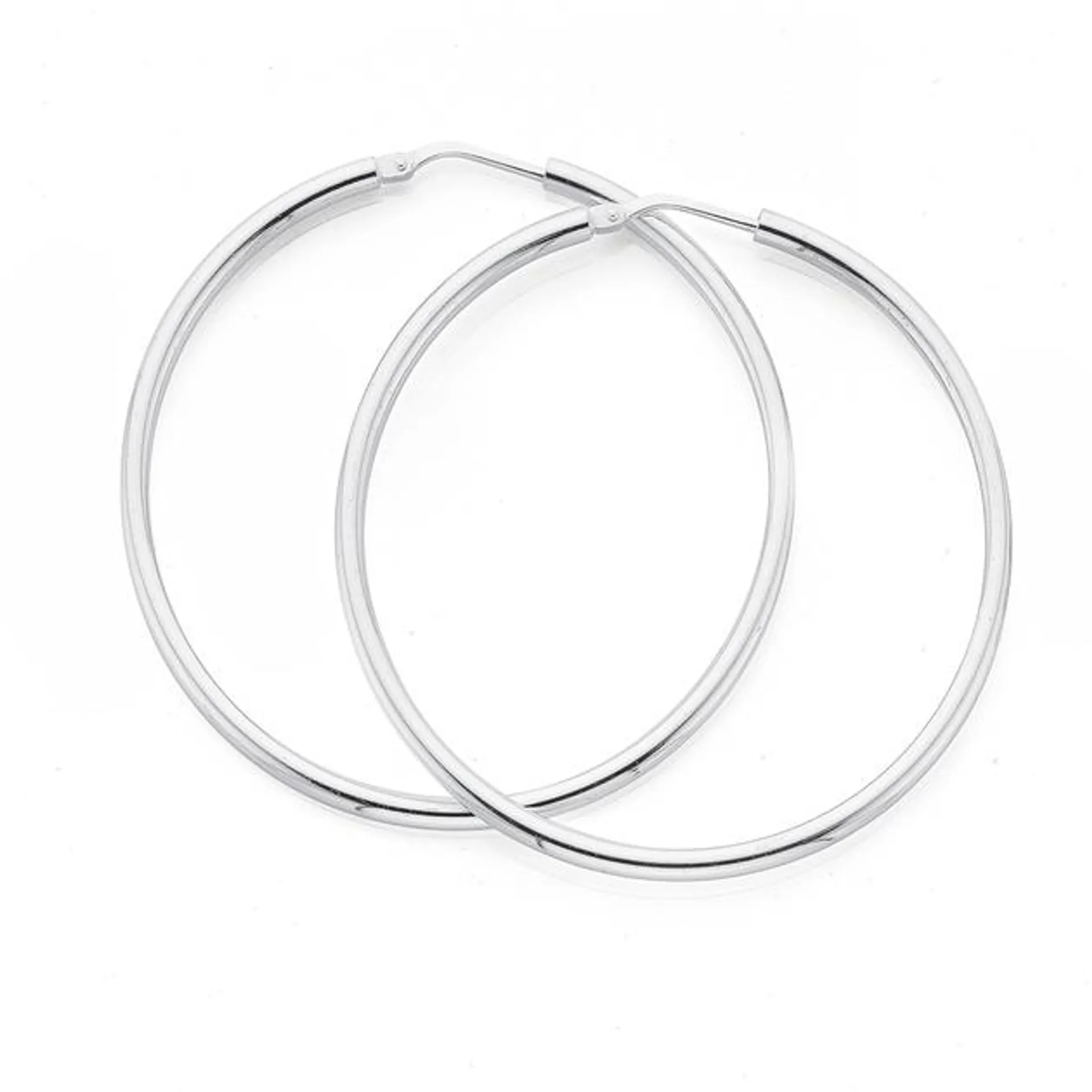 Silver 40mm 2mm Gypsy Hoop Earrings