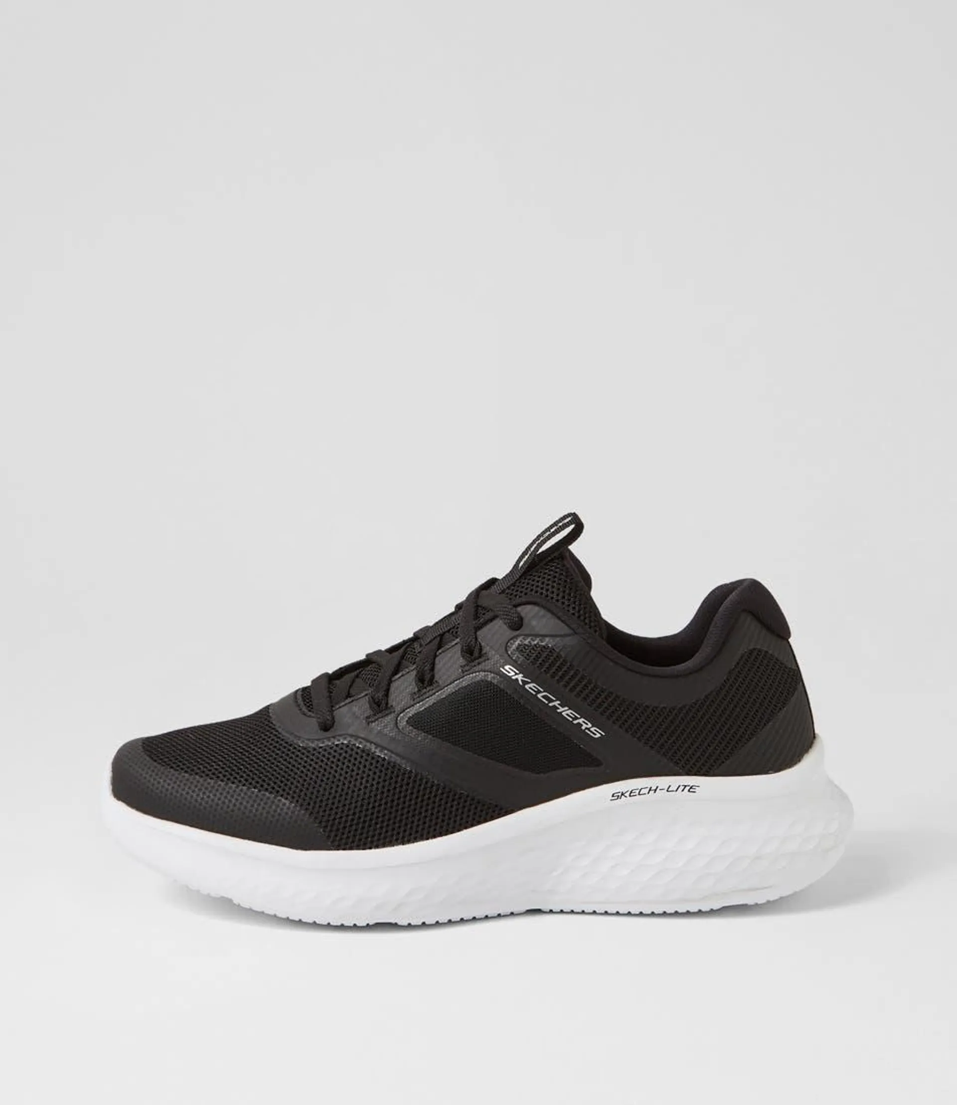 skech black white mesh sneakers