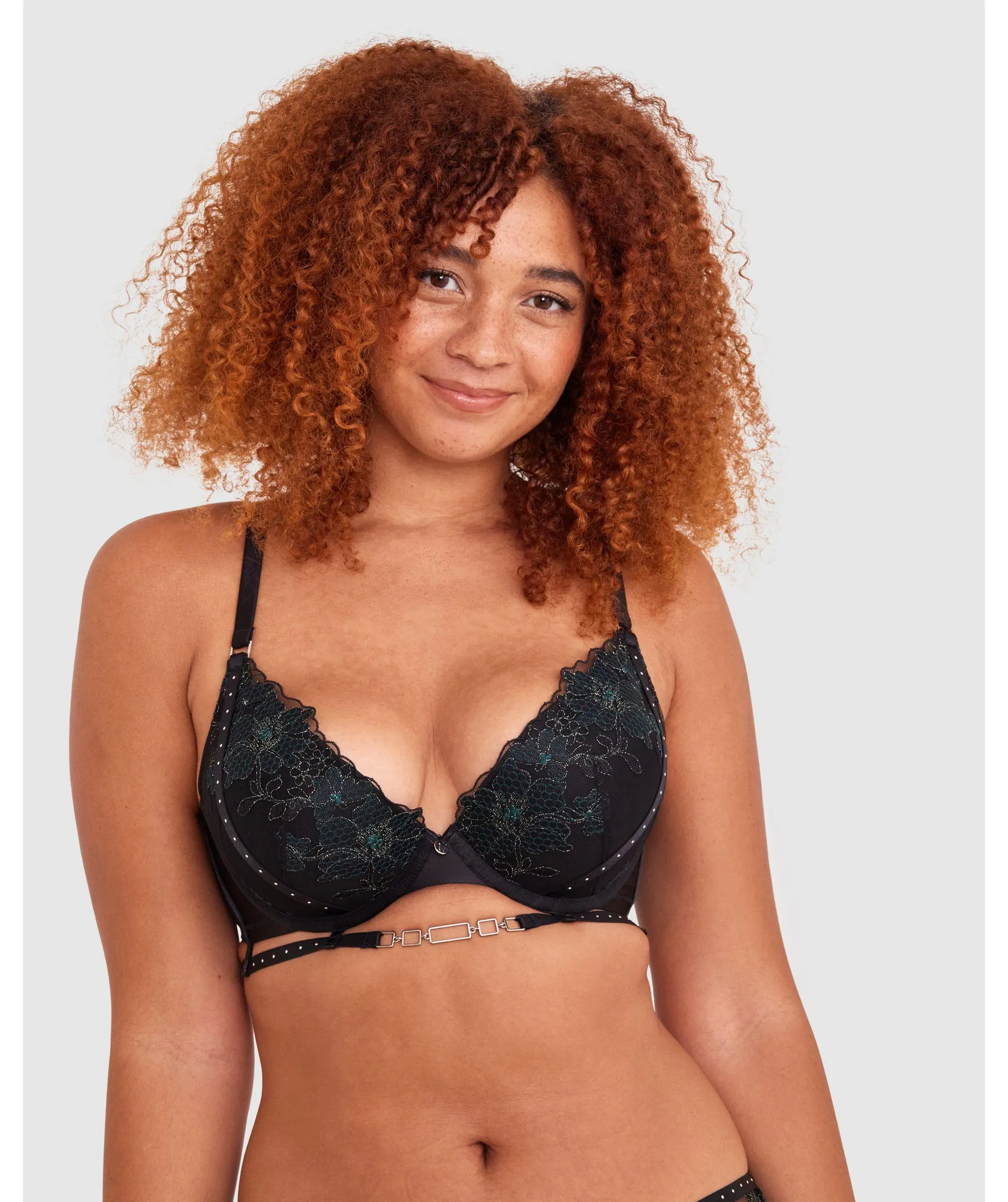 Vamp Lucid Lover Push Up Bra - Black/Dark Green