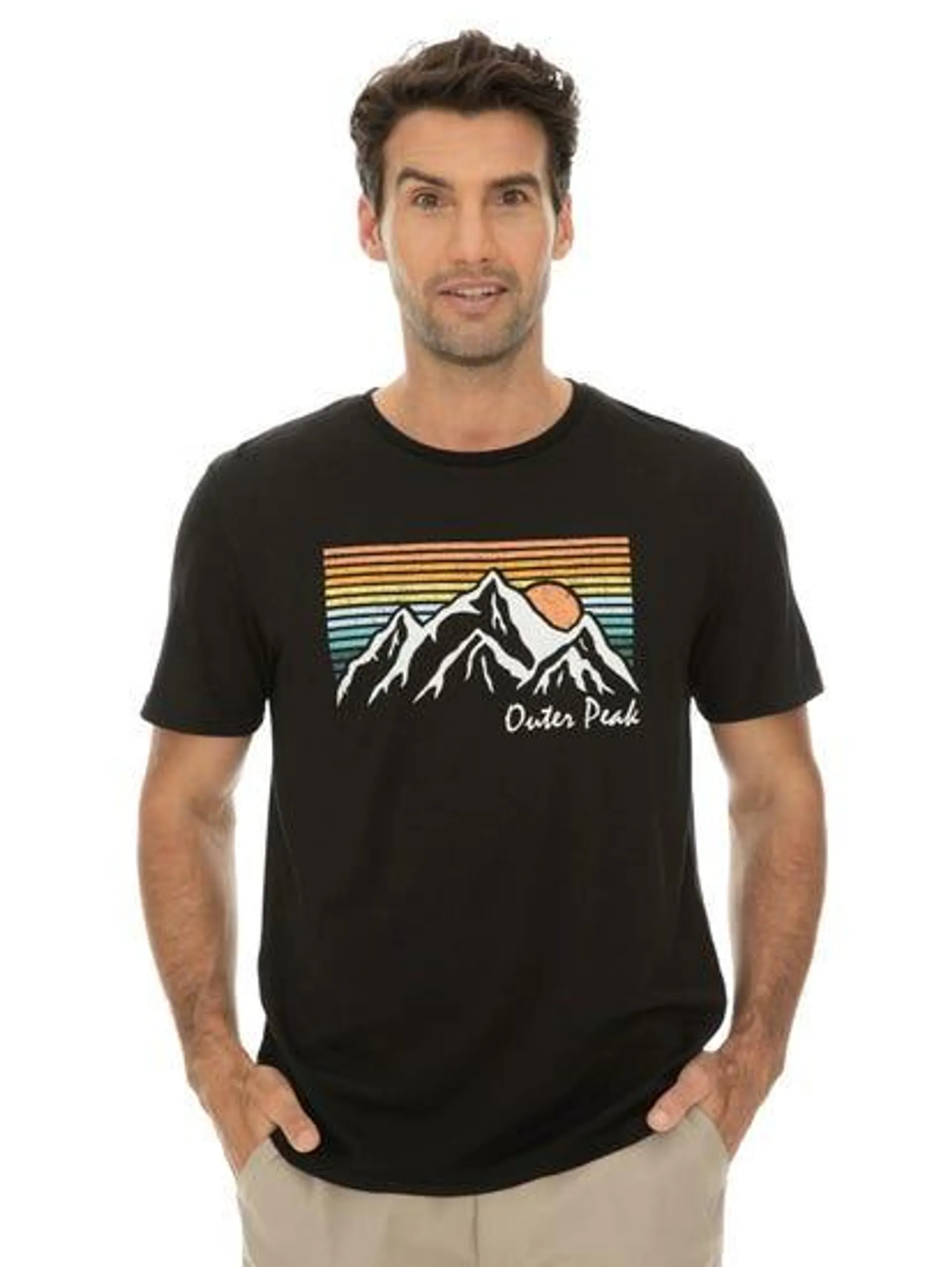 Mens Mountain Printed T-Shirt Black