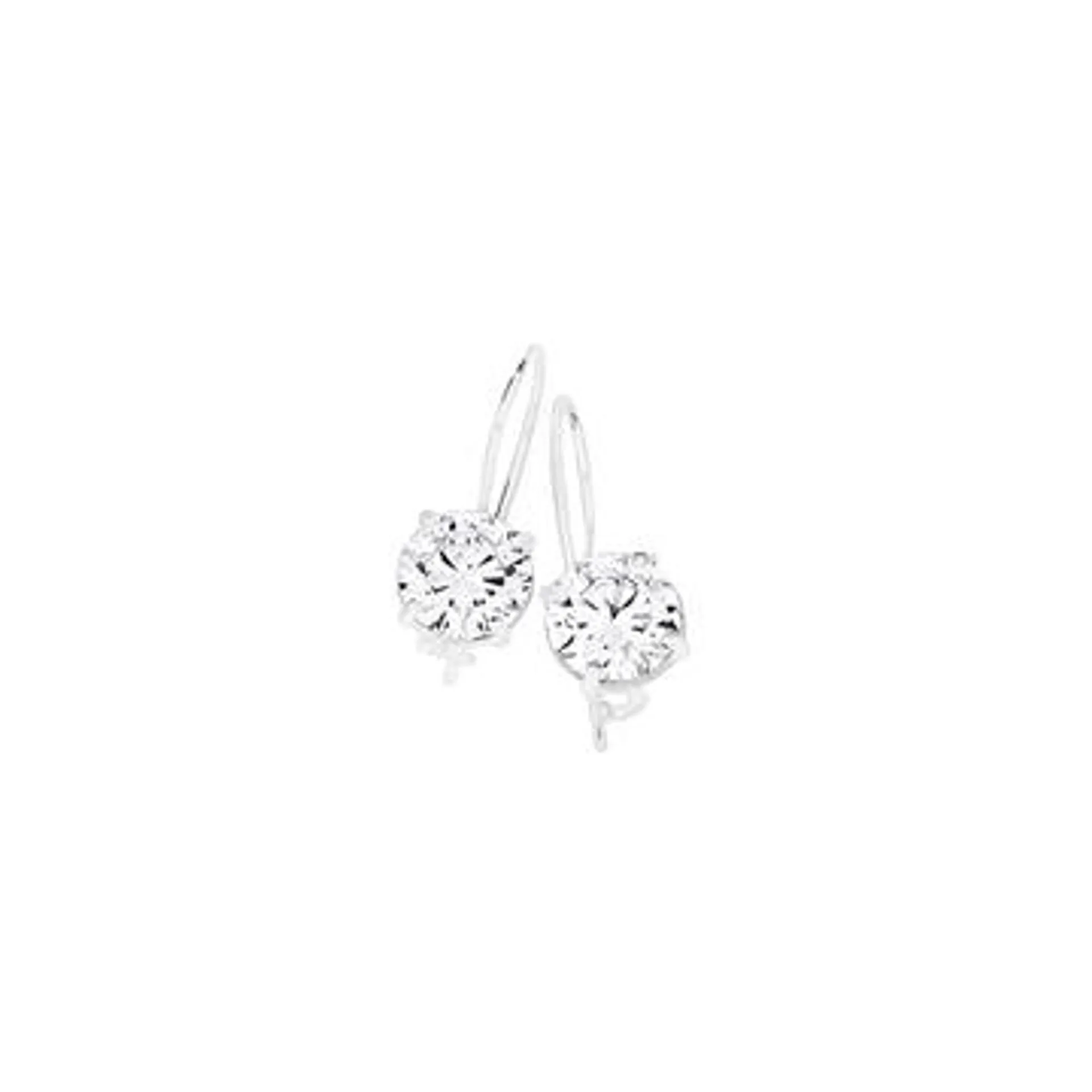 Sterling Silver Cubic Zirconia Euroball Earrings