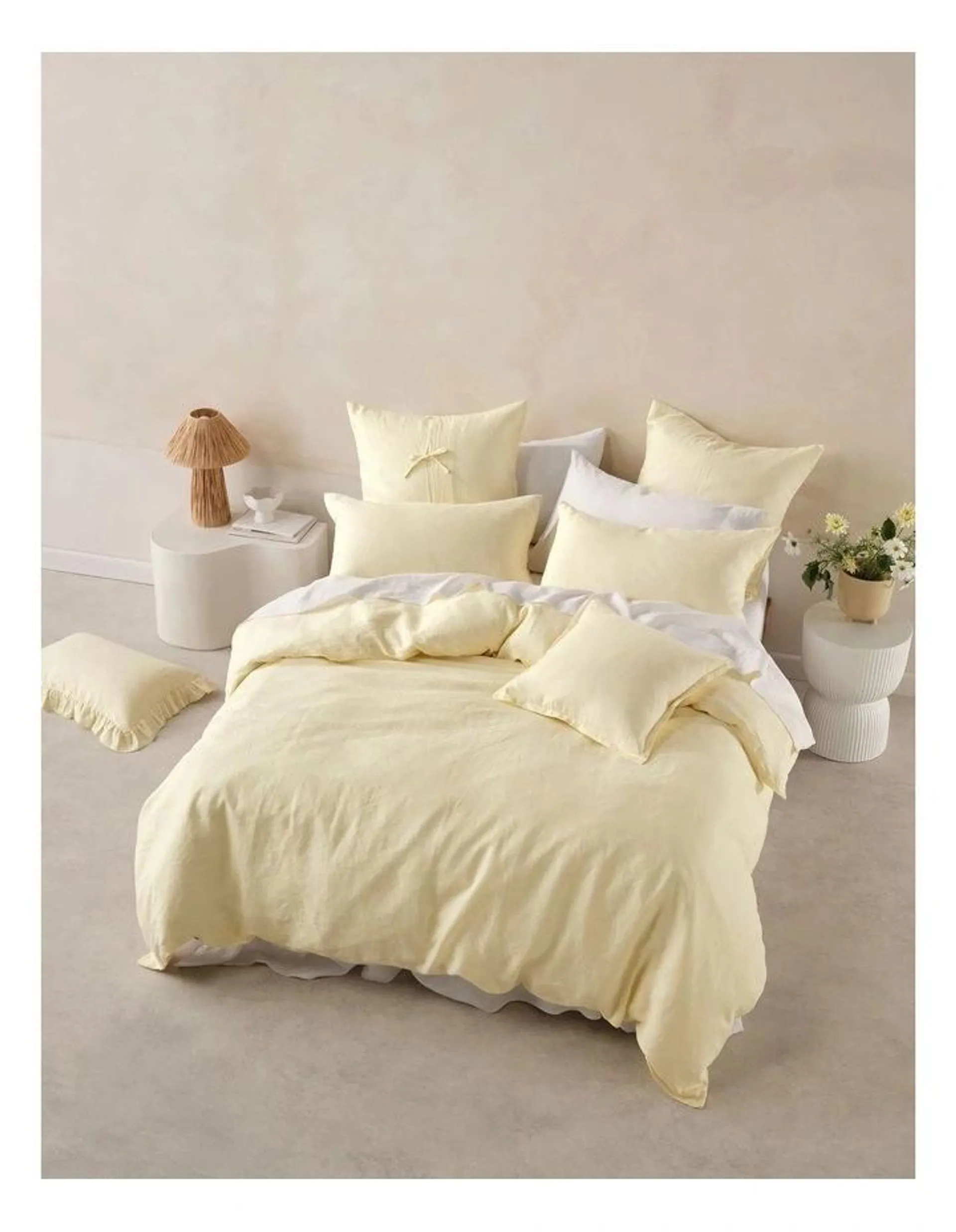 Linen House Nimes Quilt Cover Set in Lemon