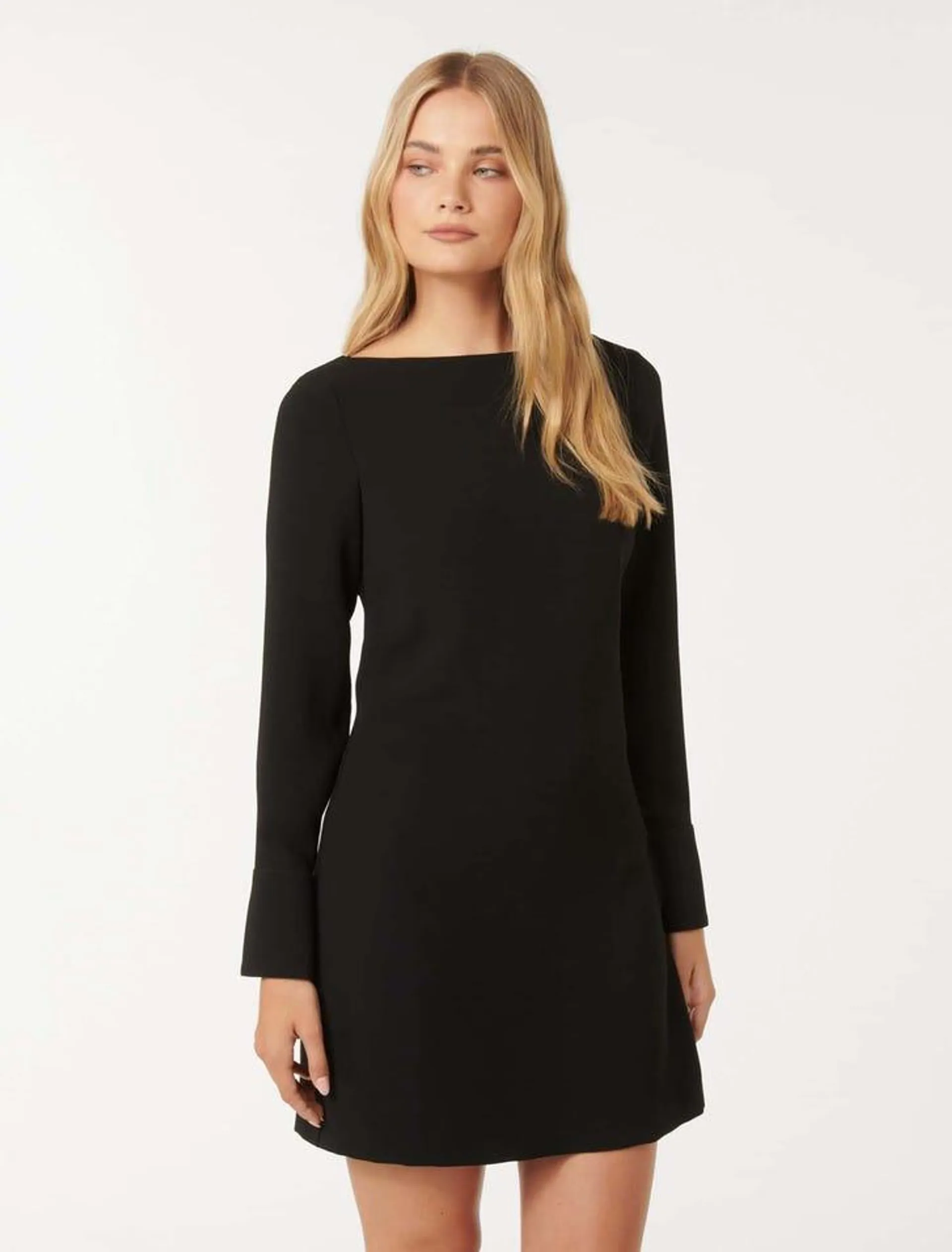 Colette Wide-Neck Mini Shift Dress