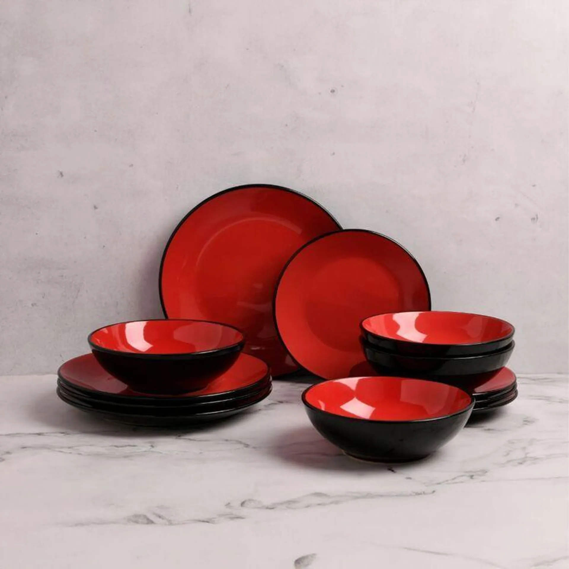 Soren Osaka 12 Piece Dinner Set Red