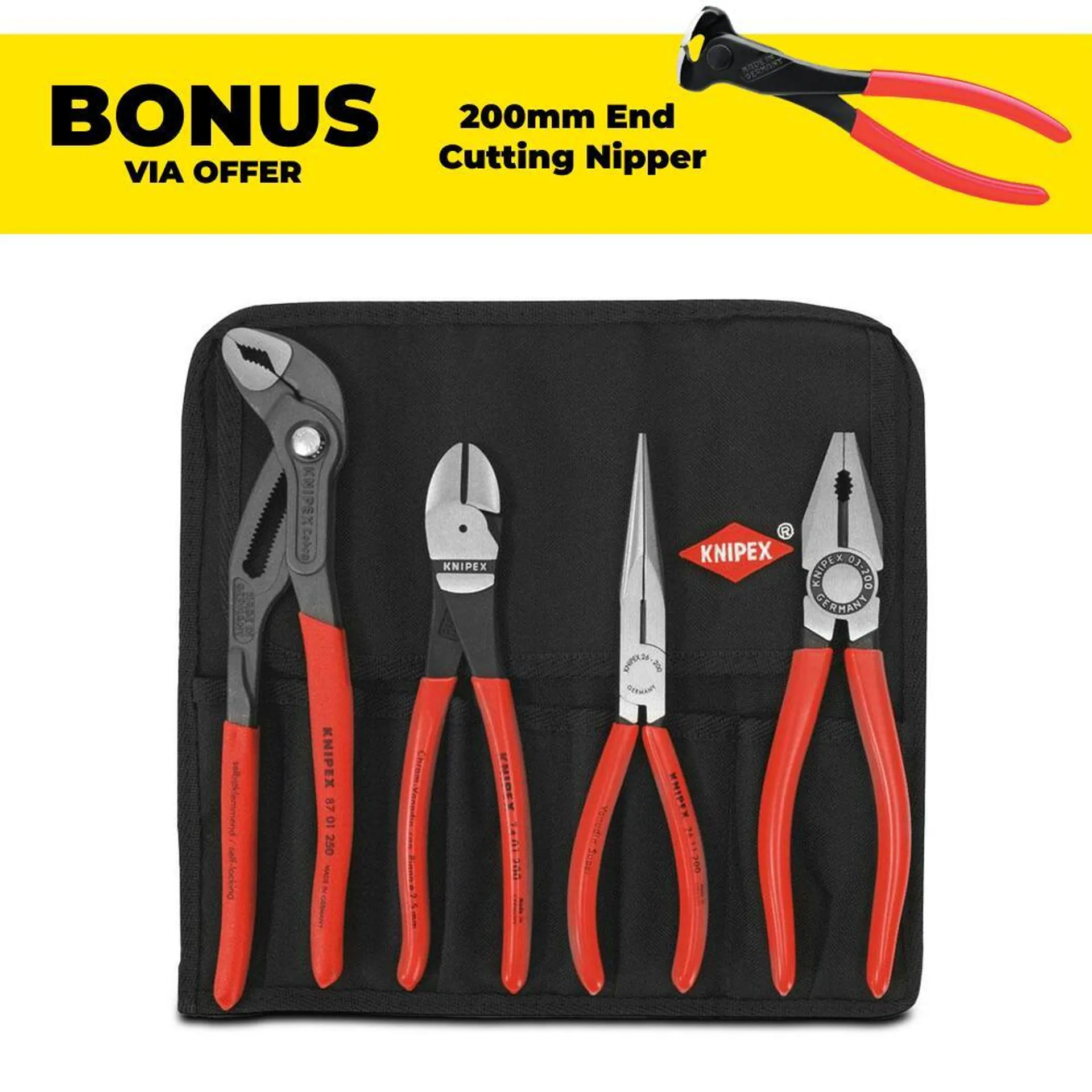 Knipex KBP100 4pce Pliers Tool Set - MADE IN GERMANY