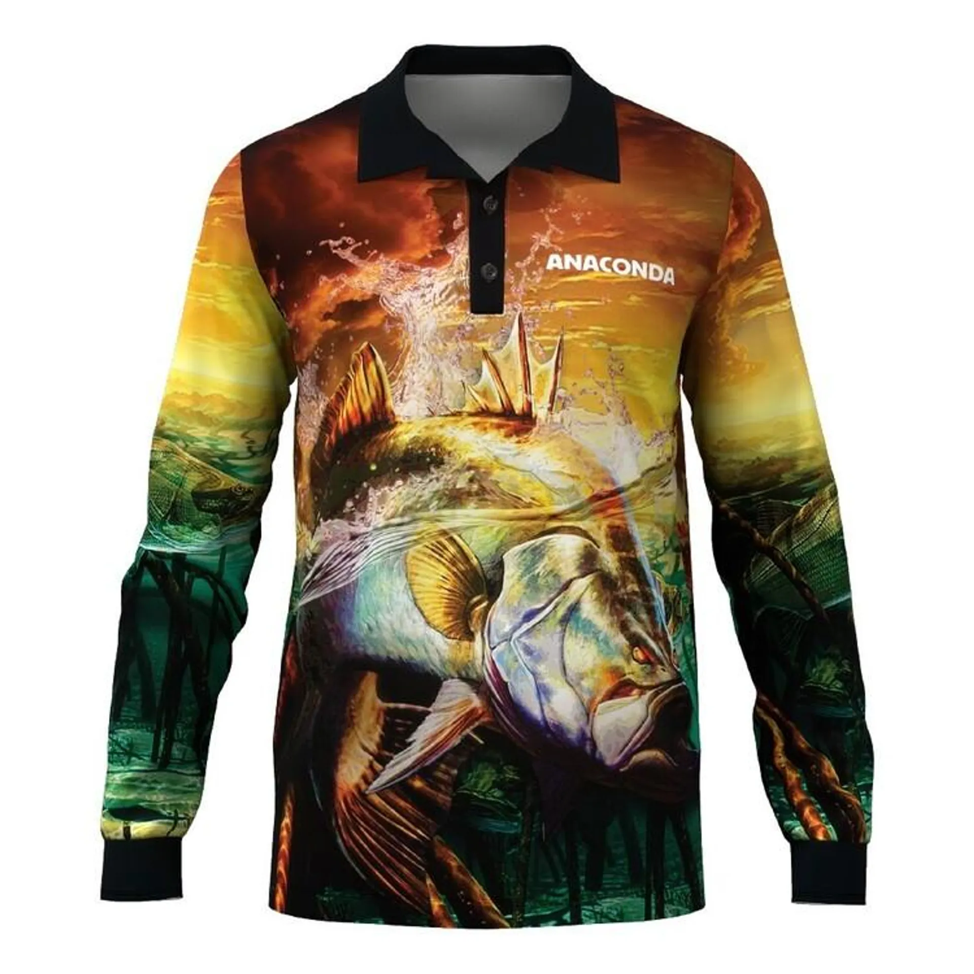 Anaconda Species Polo Fishing Shirt Barramundi