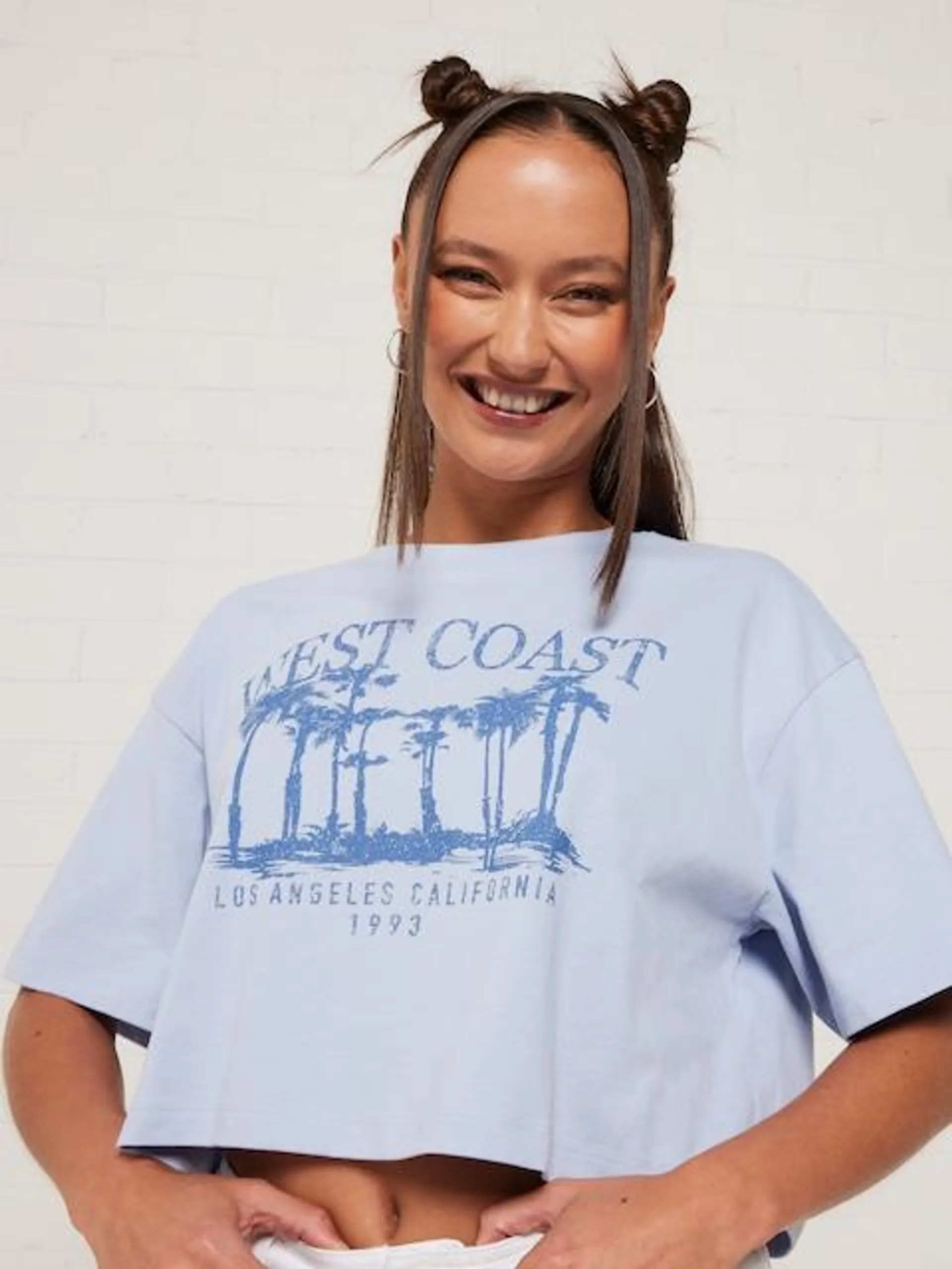 West Coast Palm Oversized Crop Tee