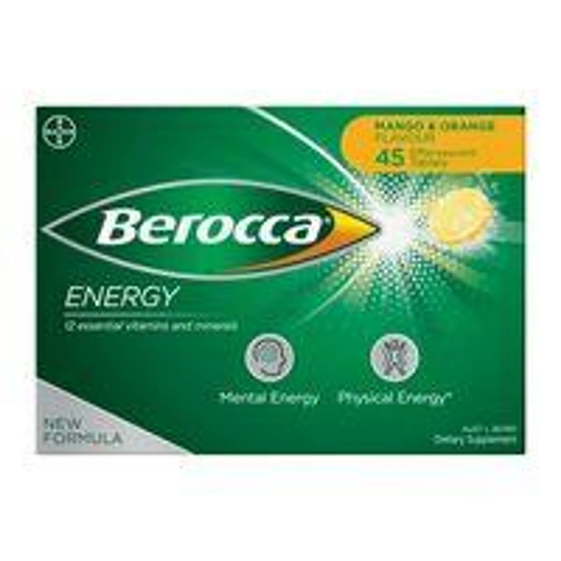 Berocca Energy Mango & Orange Effervescent Tablets 45