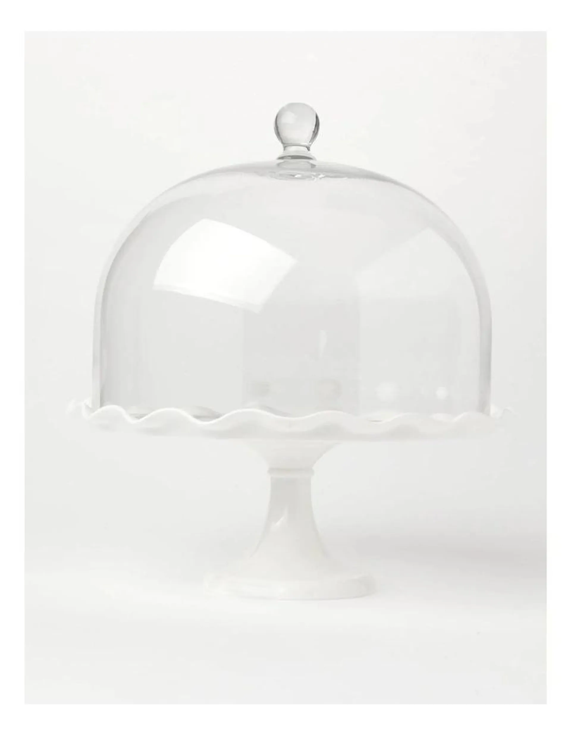 Heritage Scalloped Edge Cake Dome and Glass Stand Large