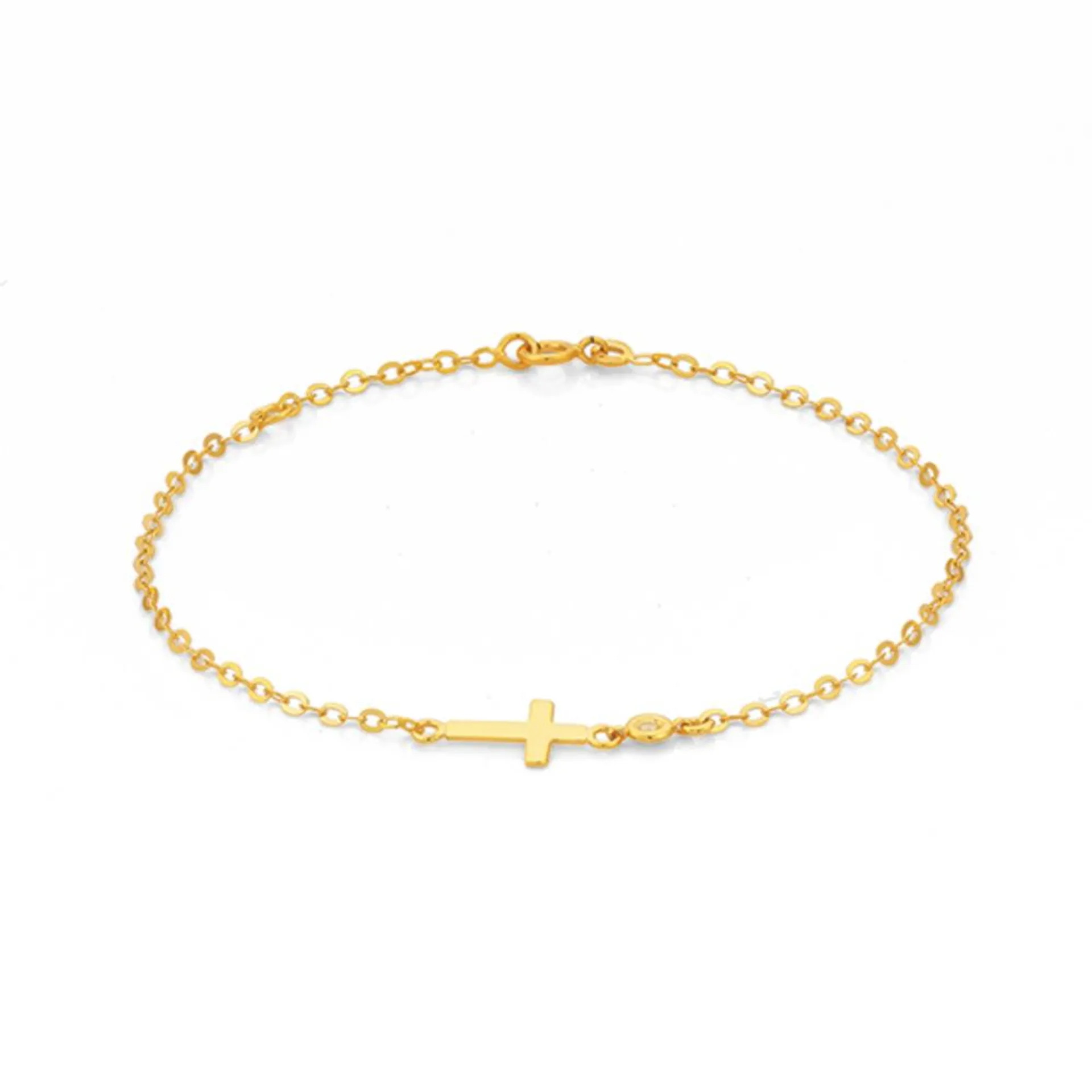 9ct Diamond Set Cross Trace Bracelet