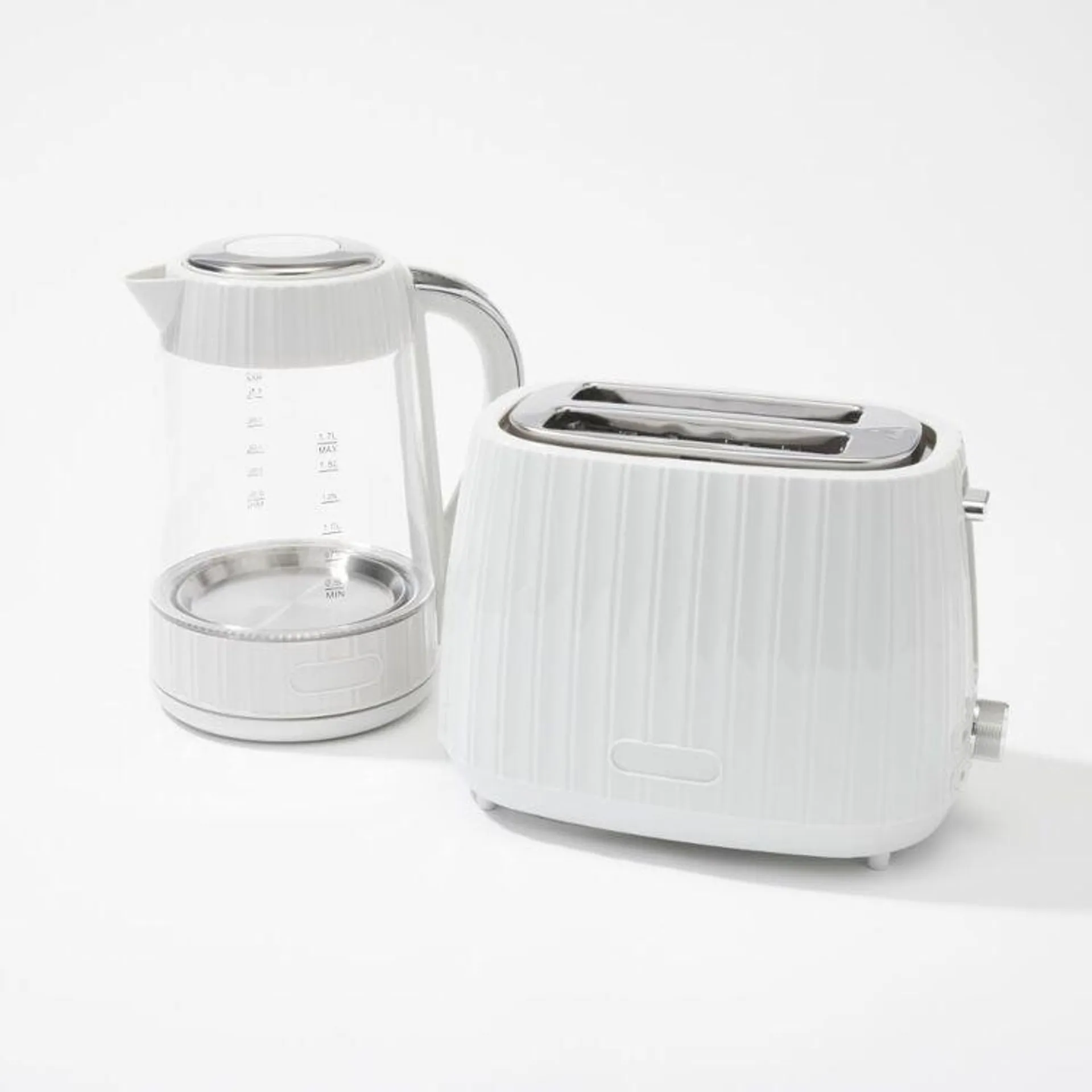 Smith + Nobel 1.7L Glass Kettle & 2 Slice Toaster Pack HBP229-728